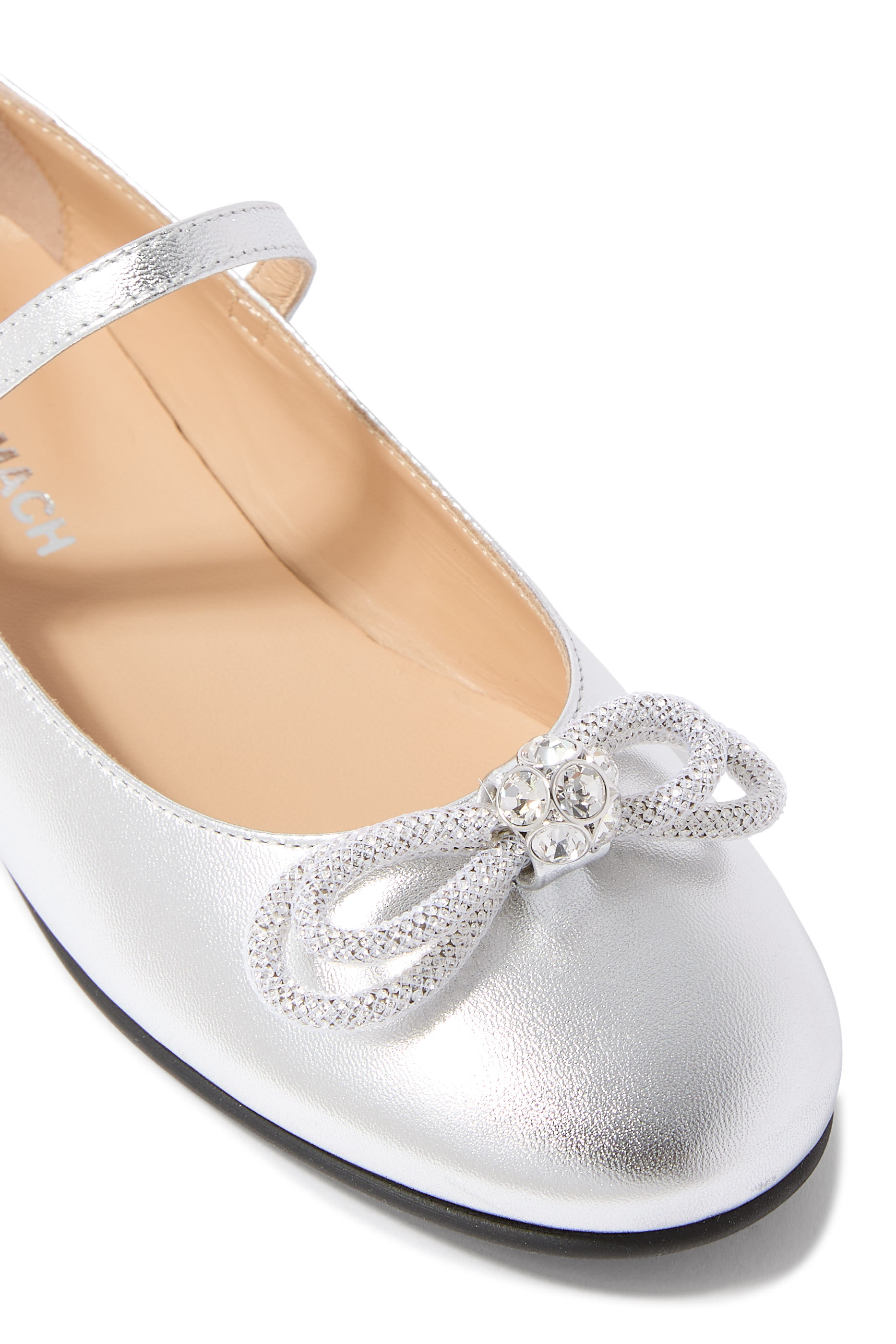 Kids  Double Bow Leather Mini Ballerinas
