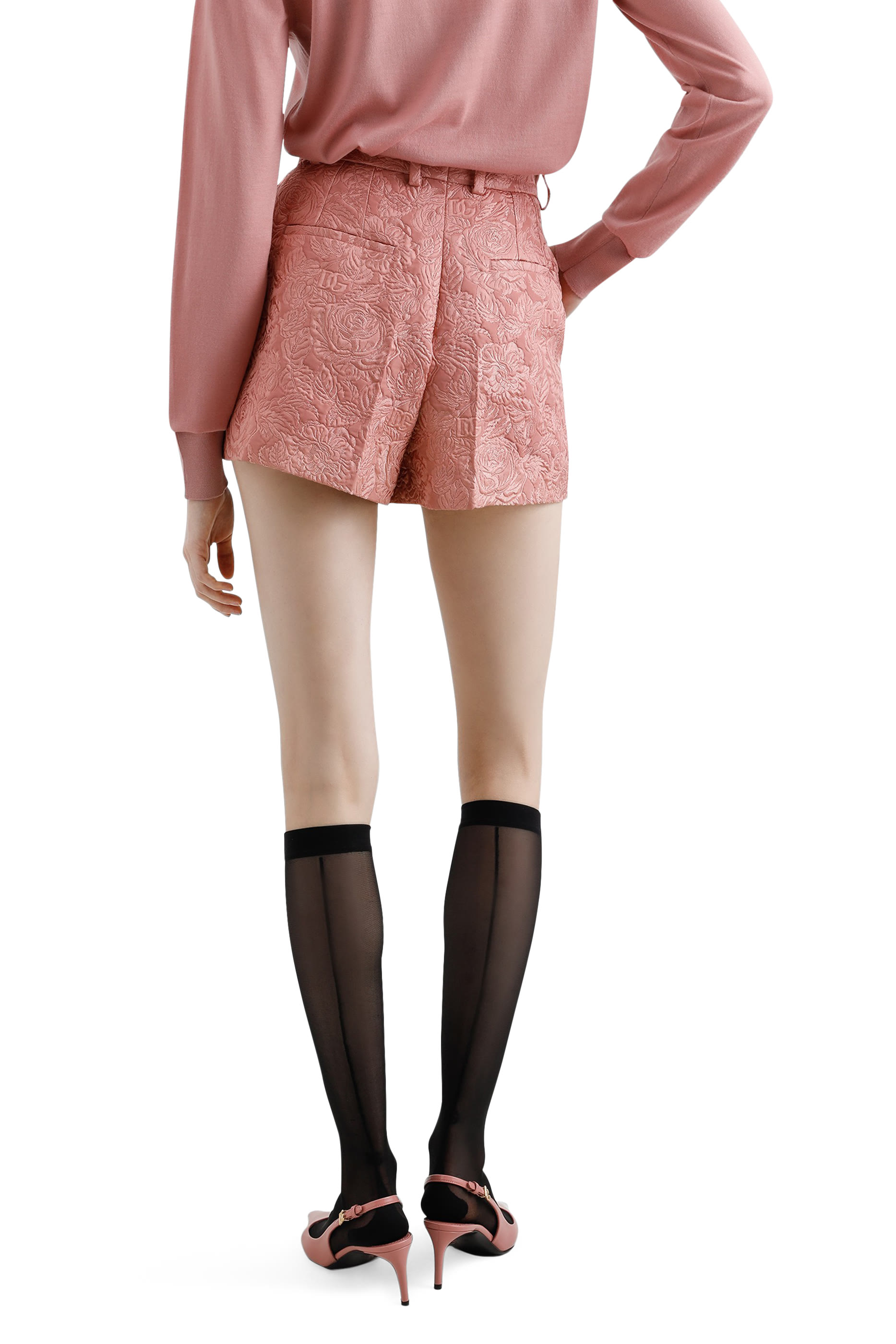 Quilted Floral Jacquard Shorts