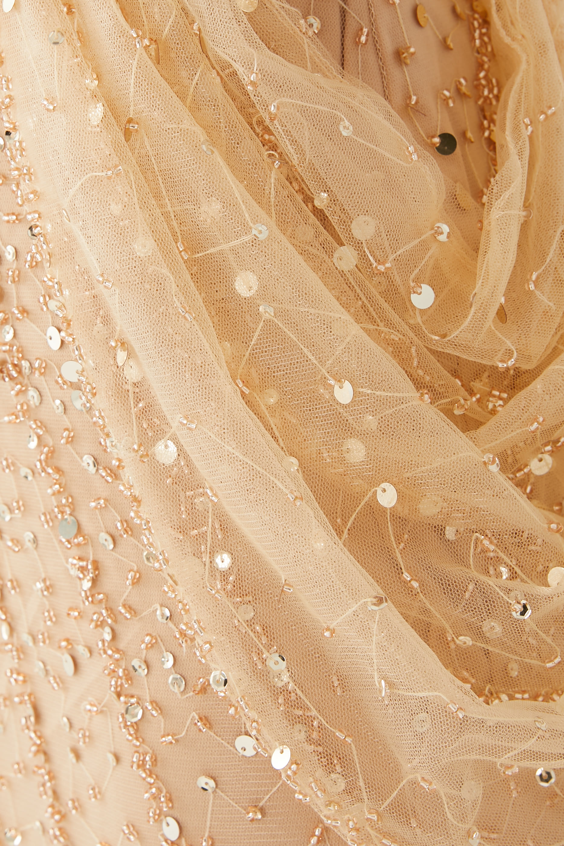 Sequin-Embellished Long Sleeves Gown