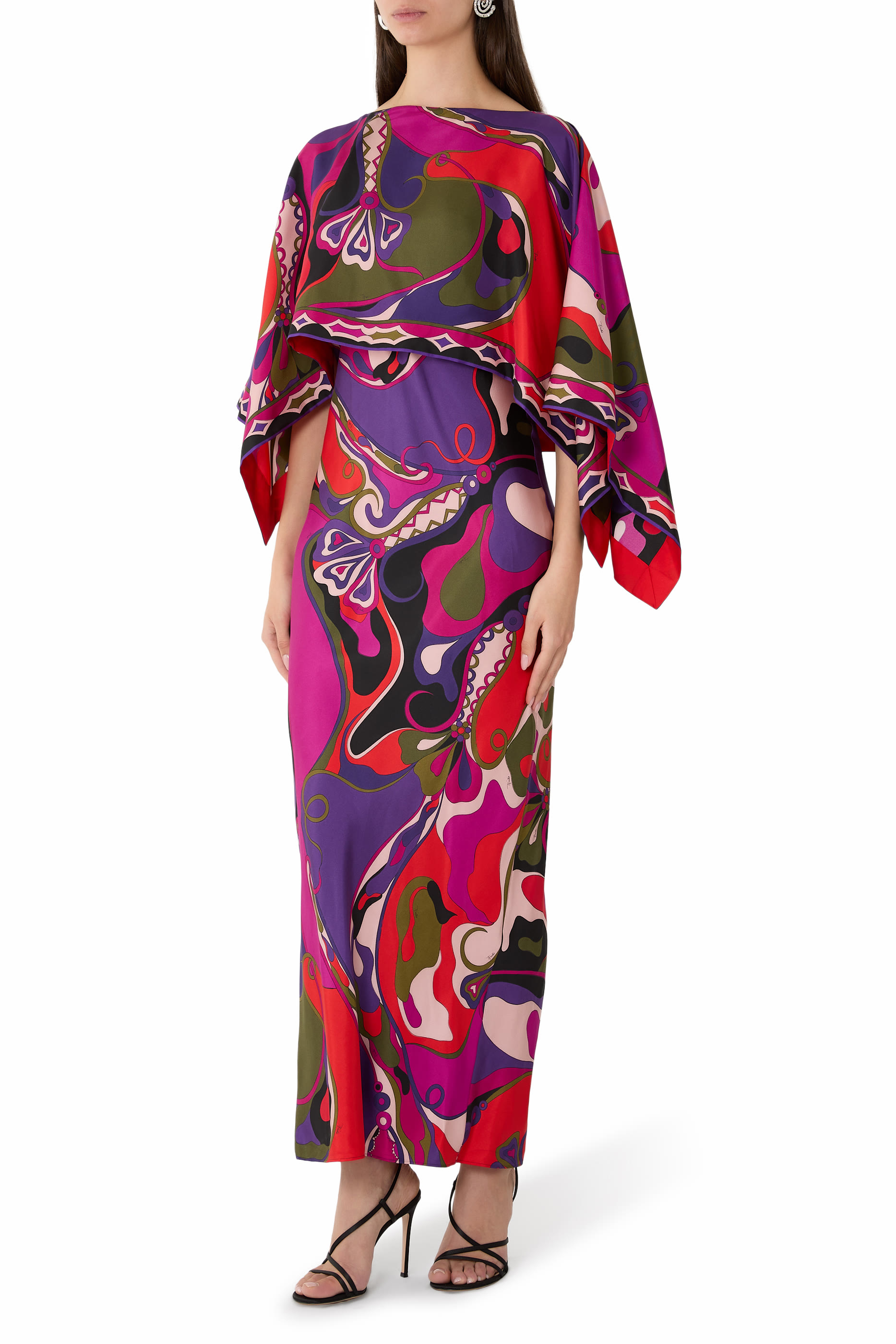 Orchidee Print Long Dress