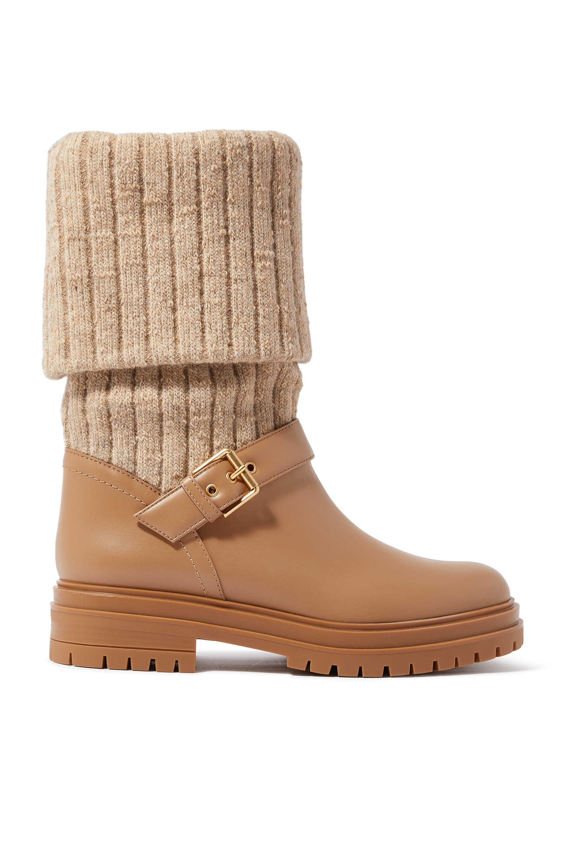 Knit Leather Boots