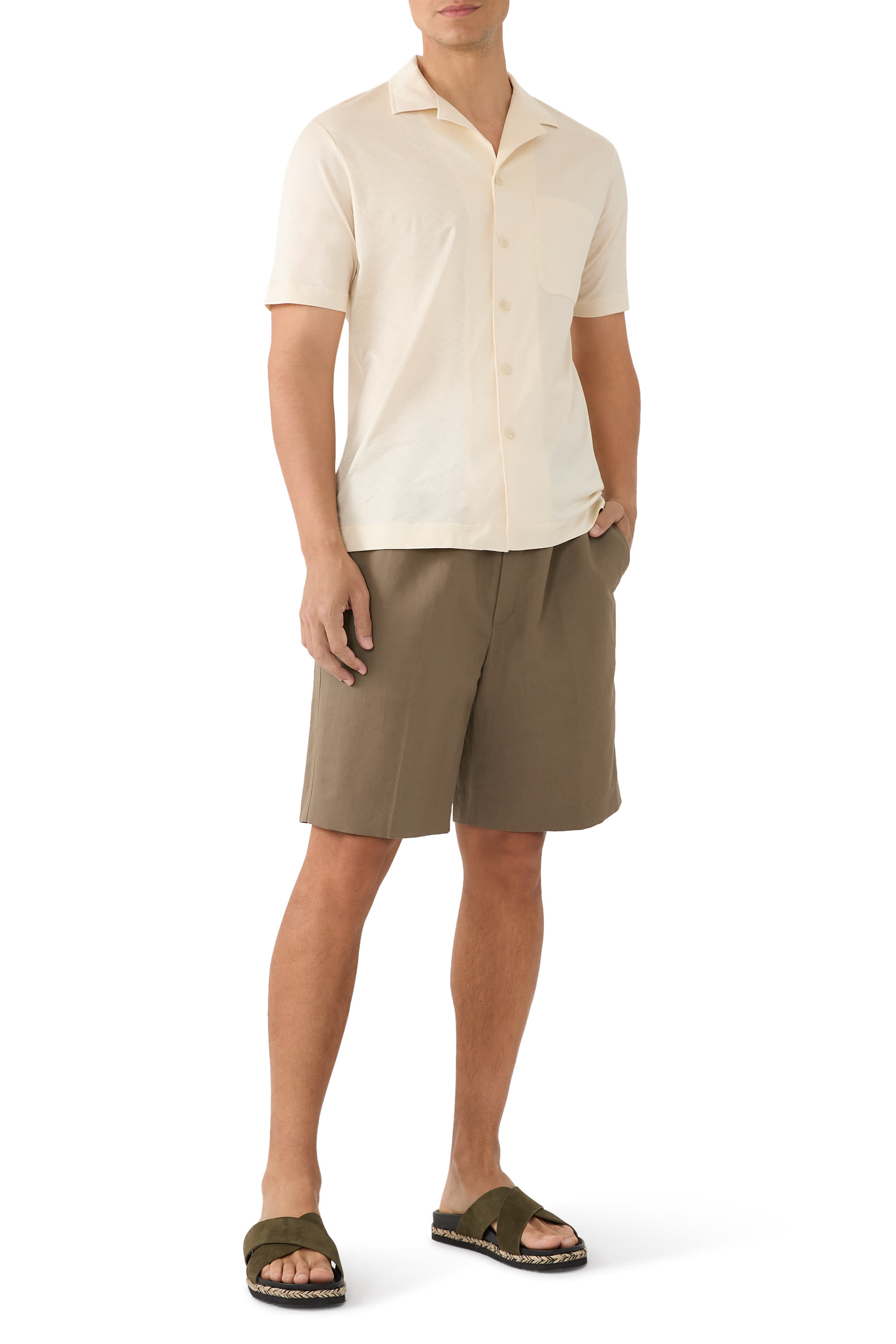 Cotton & Linen Gabardine Shorts