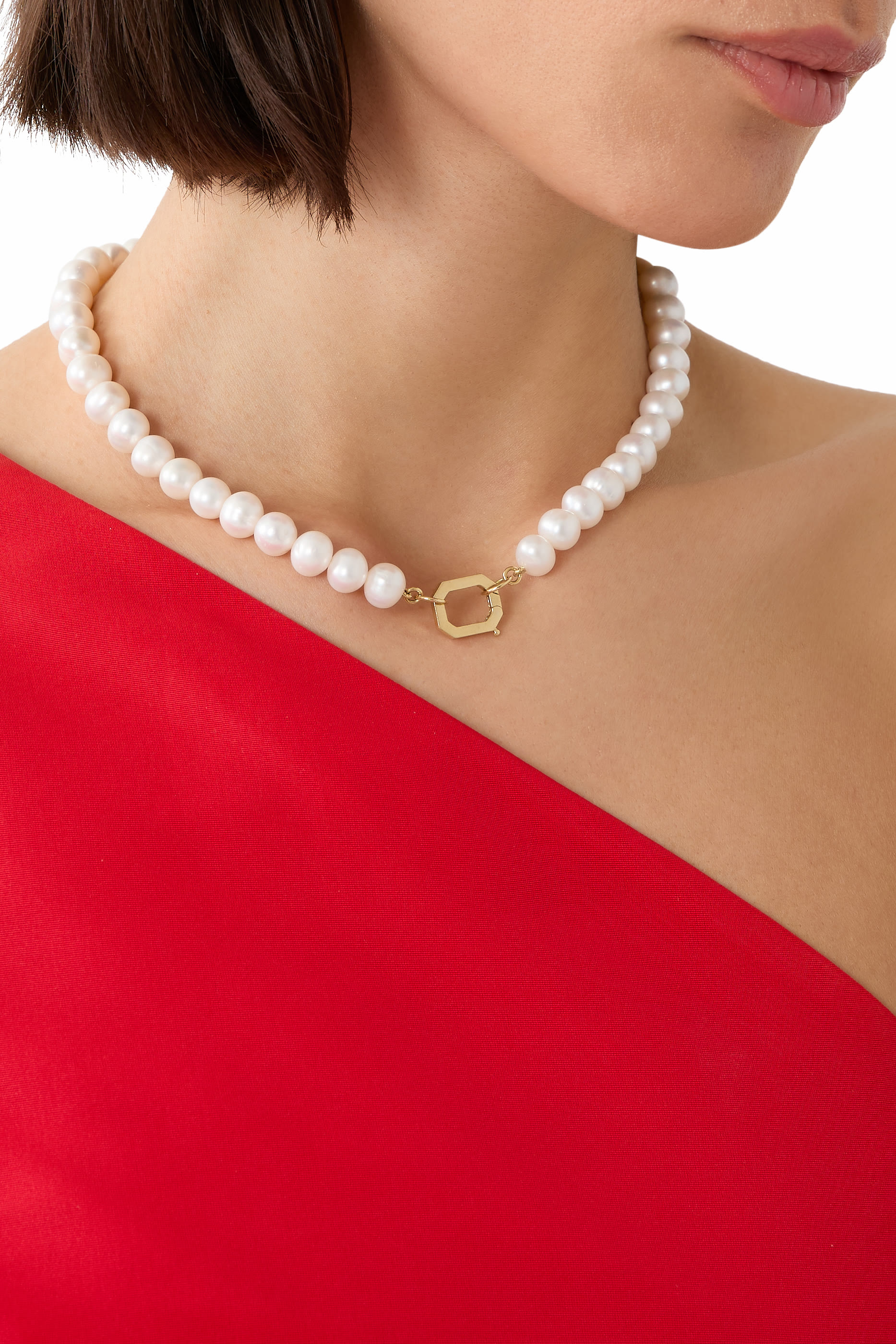 Round Pearl Necklace, 18K Yellow Gold