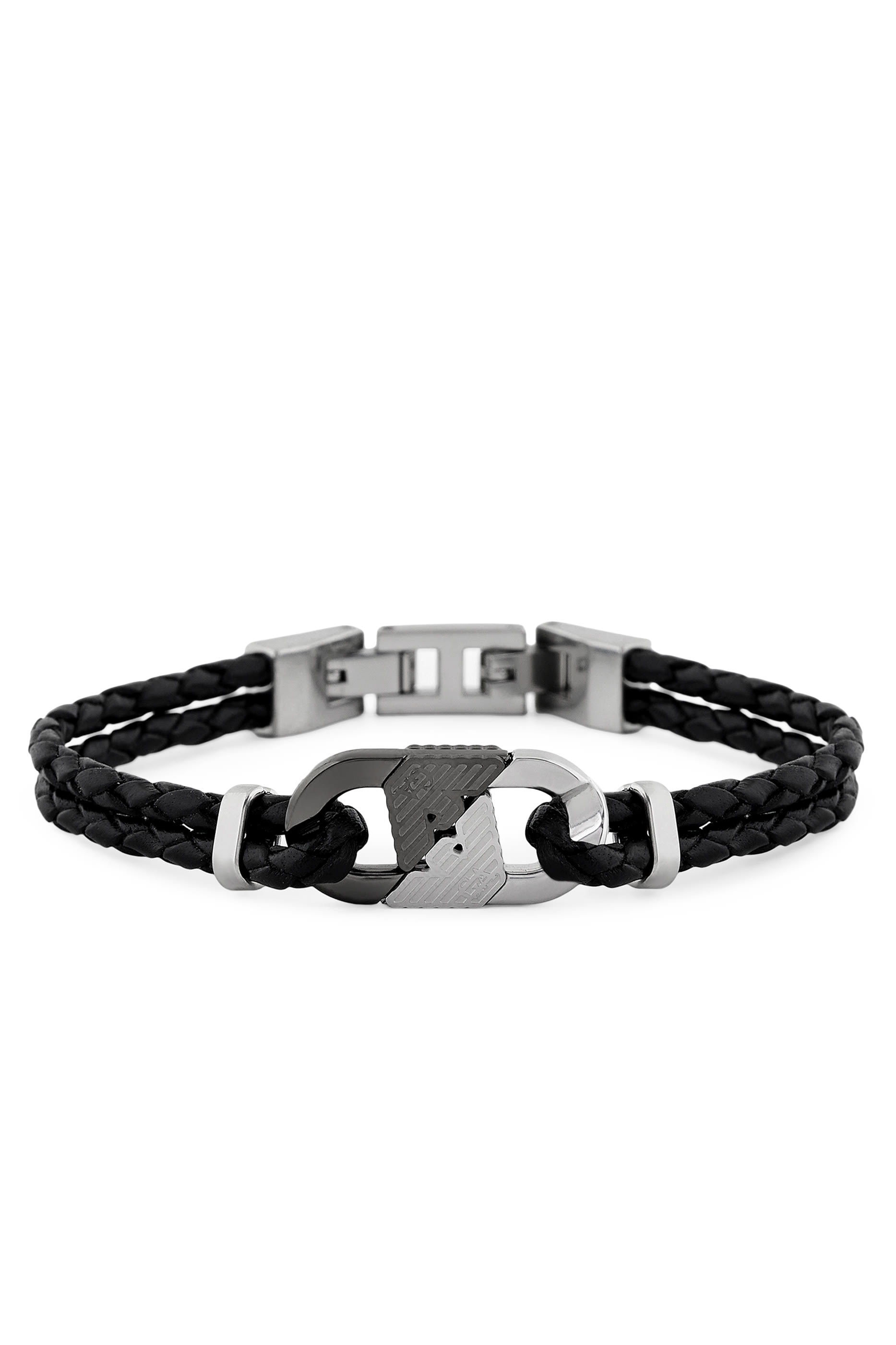 Eagle Logo Braided Bracelet, Leather & Metal