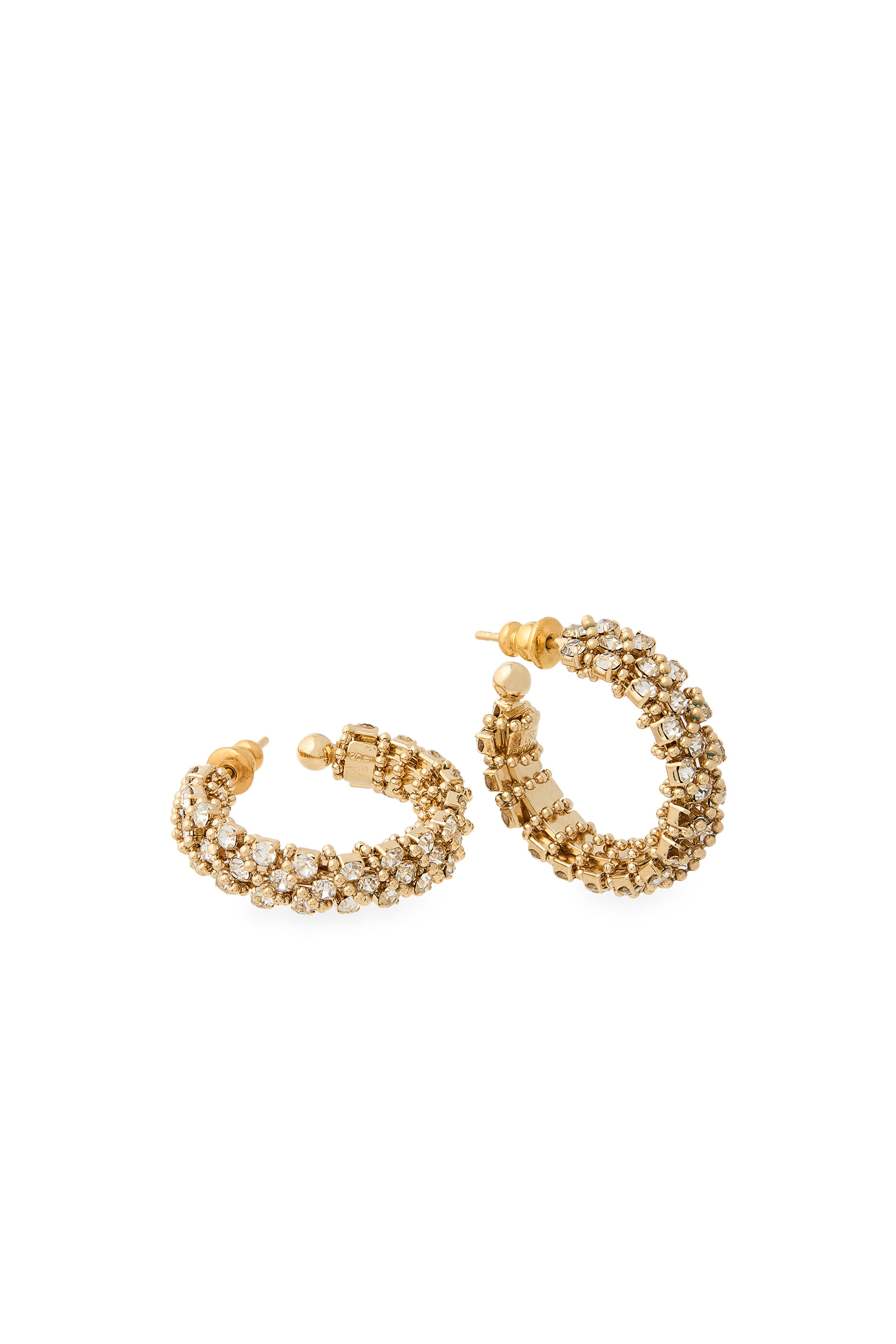 Izilda Strass Hoop Earrings, Gold-Plated Brass & Rhinestones
