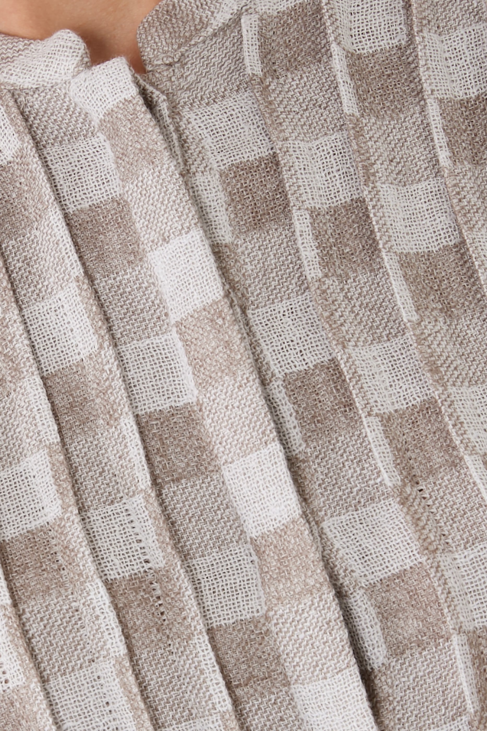 Check Linen Gauze Top