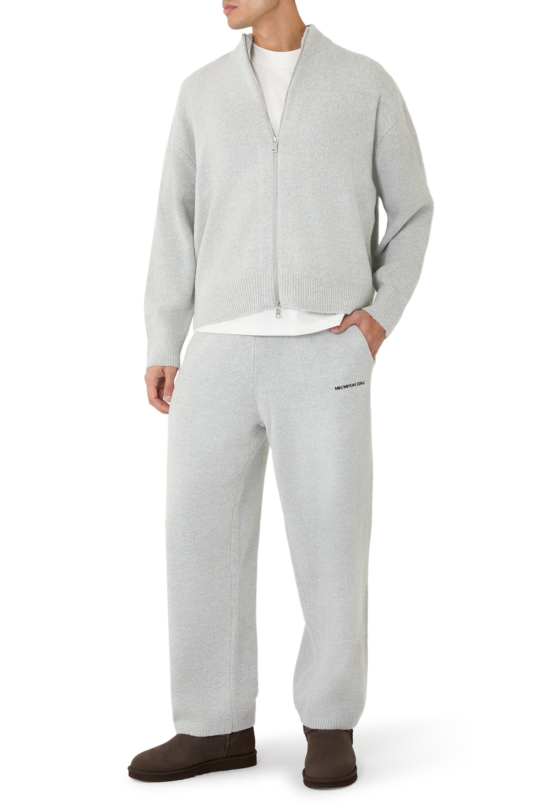 Mohair Blend Knit Track Jacket 