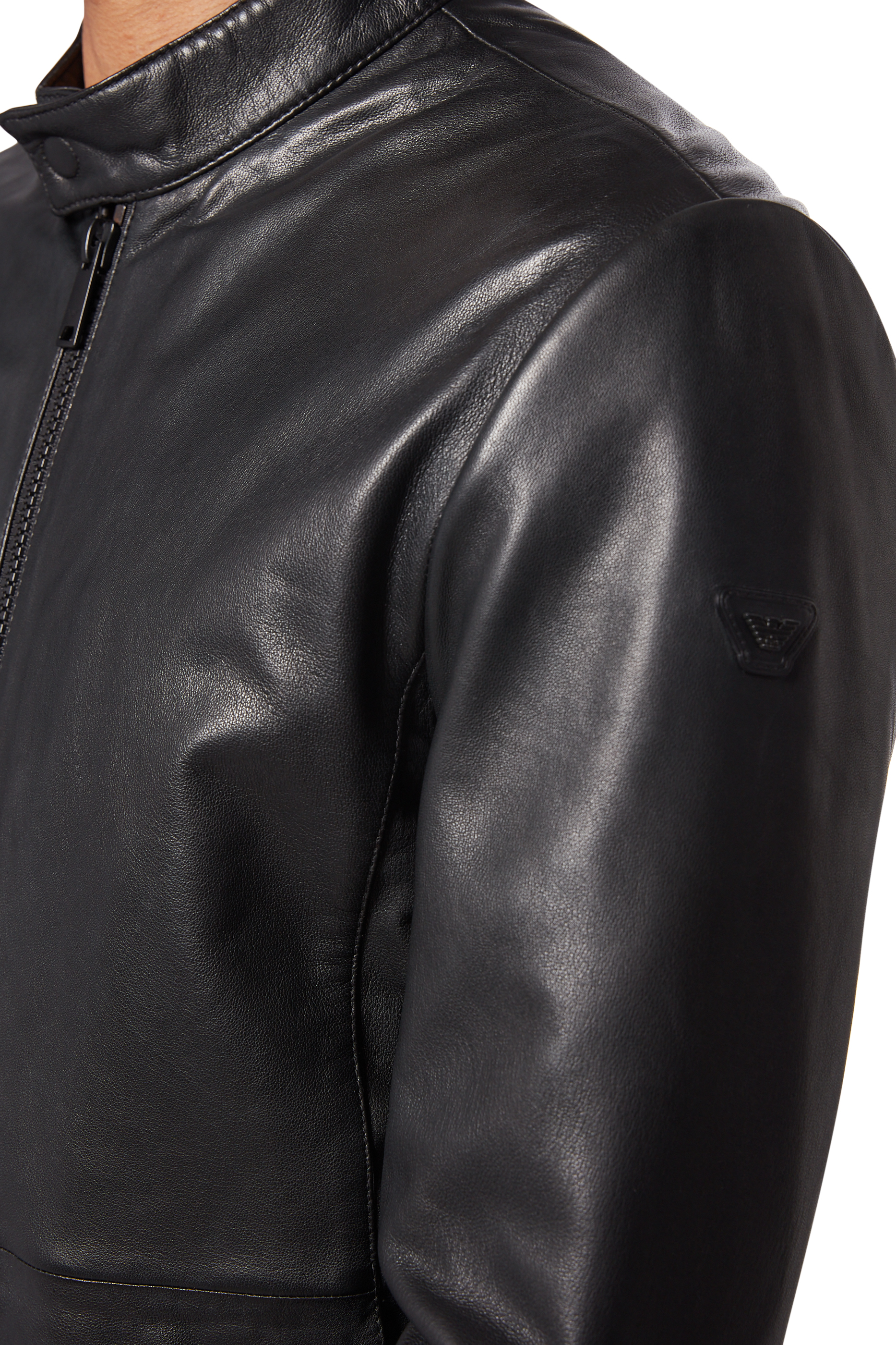 Logo Appliqu&eacute; Leather Jacket