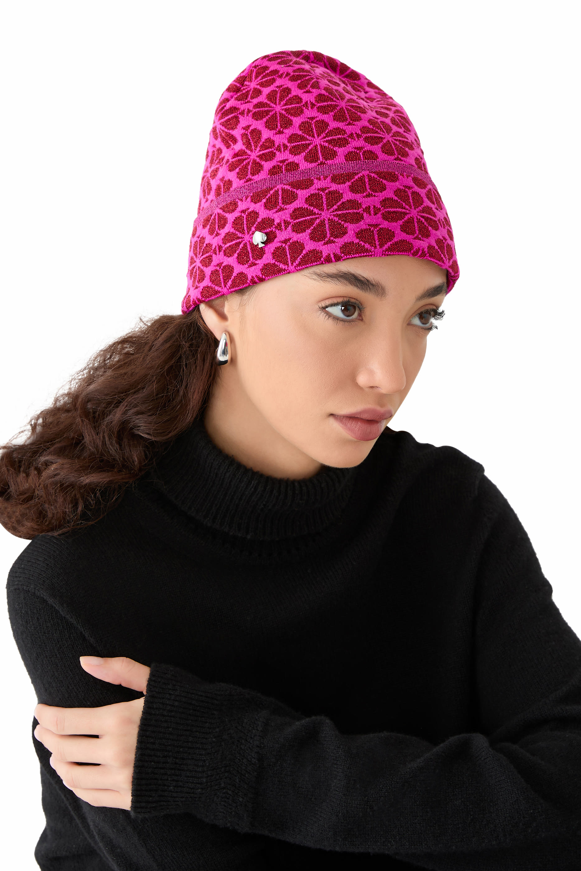 Spade Flower Metallic Beanie