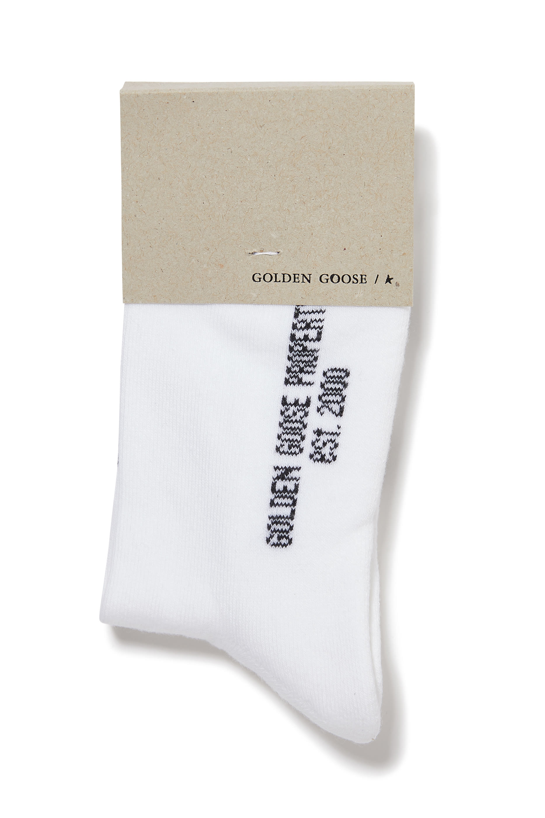 Logo Print Striped Socks with Distressed Cuffs