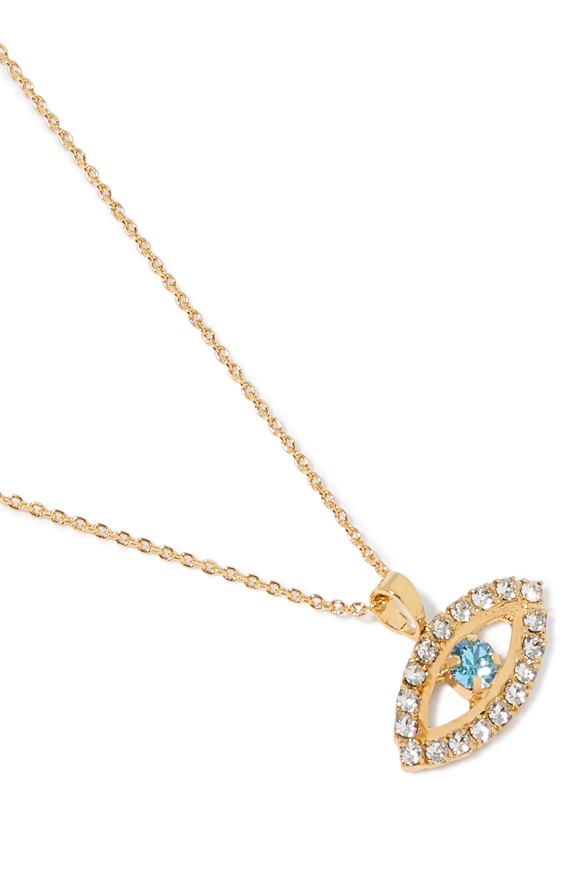 Greek Eye Necklace, 18K Gold Plating & Crystals