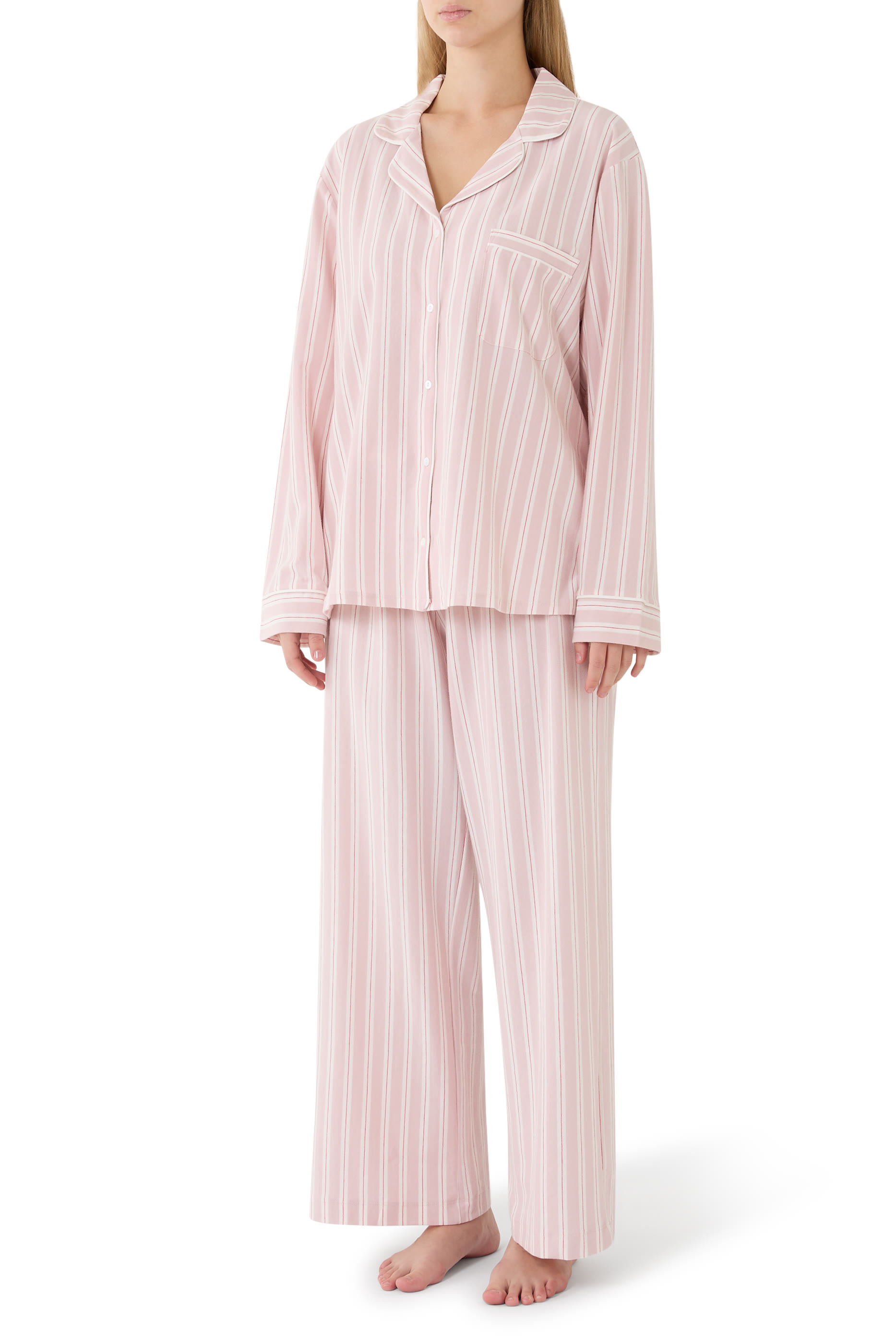 Brushed Jersey Stripe Relaxed Pajama Set