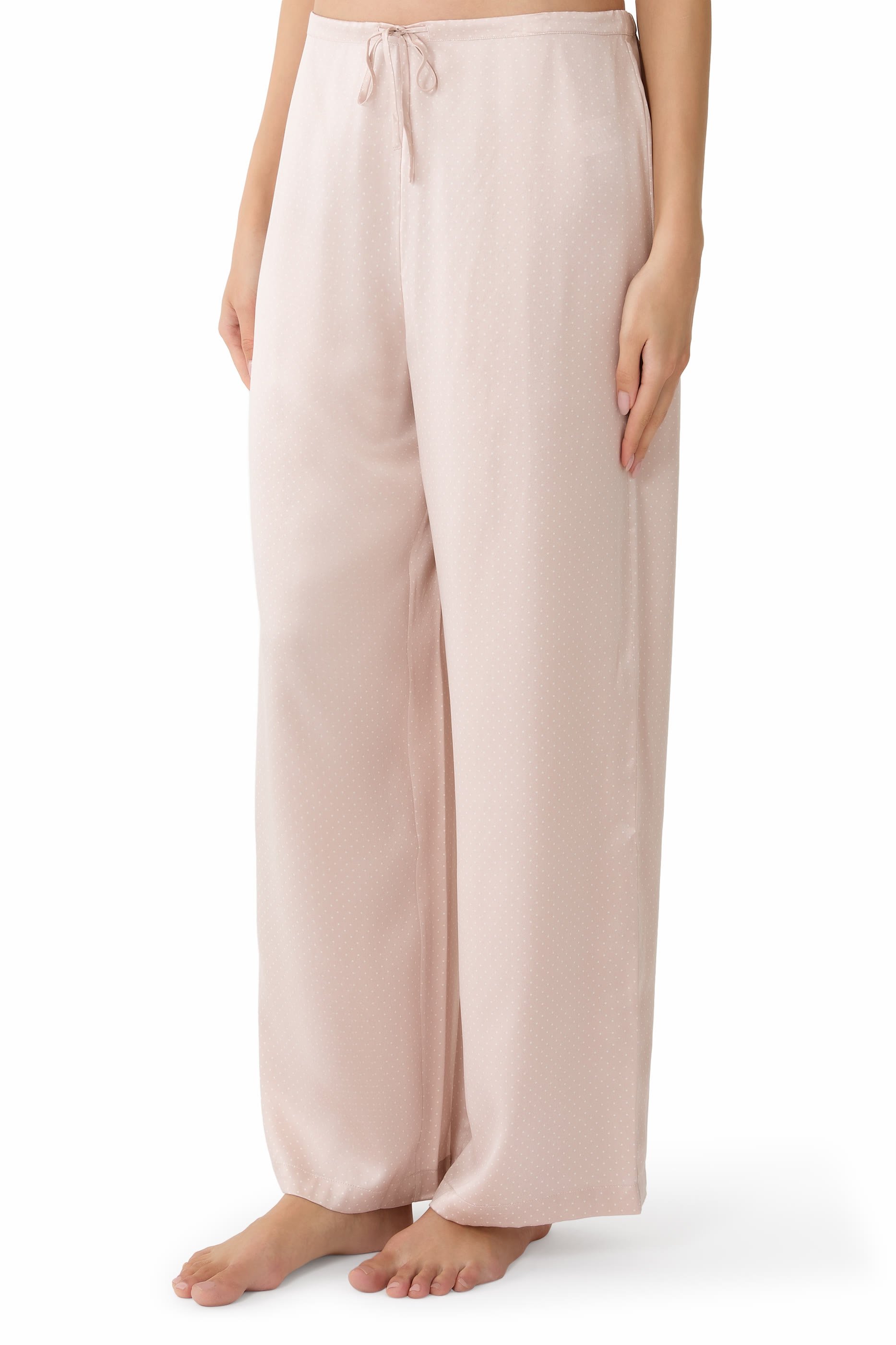 Silk Dot Drop Shoulder Pajama Set 