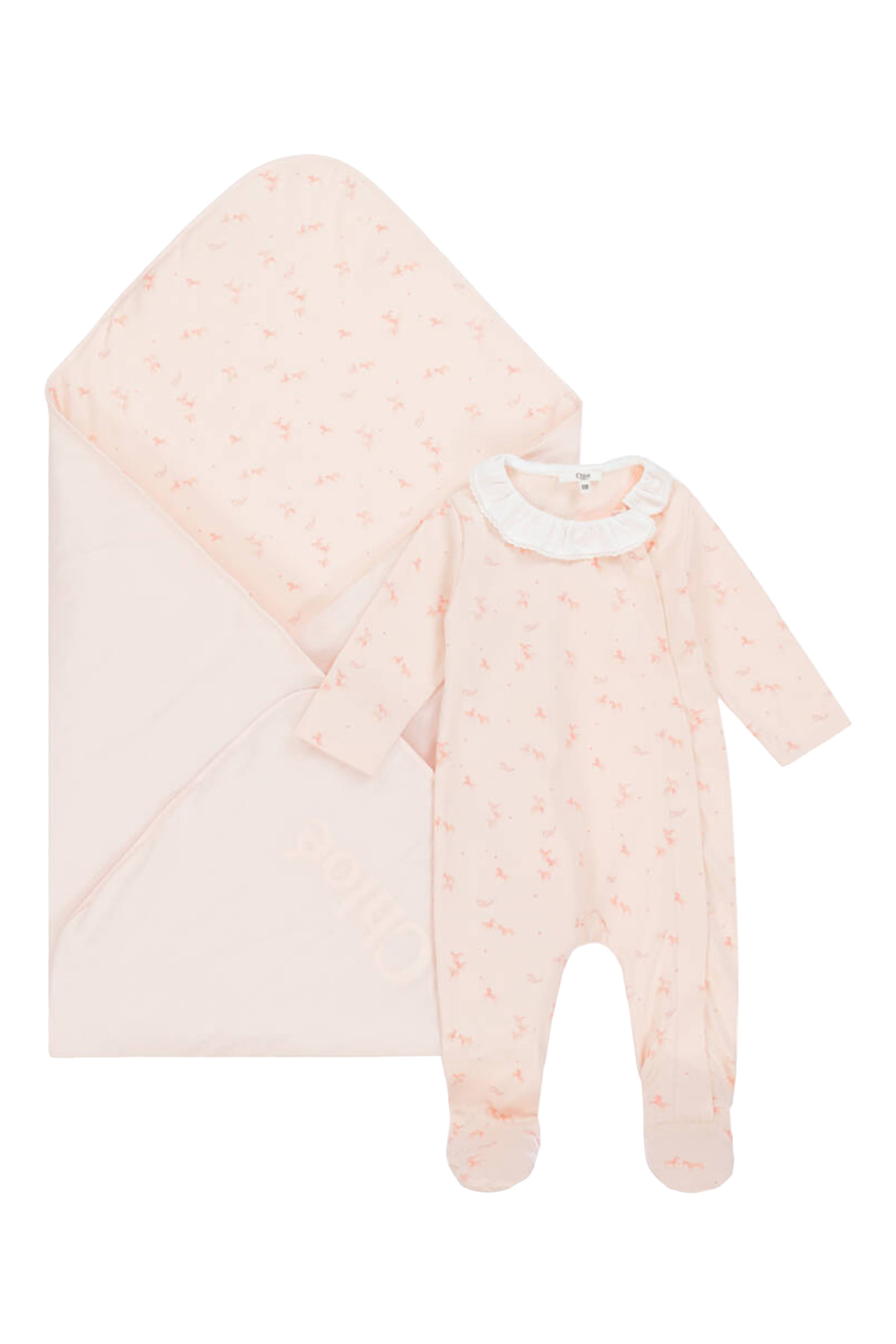 Kids Printed Cotton Bodysuit & Blanket Set