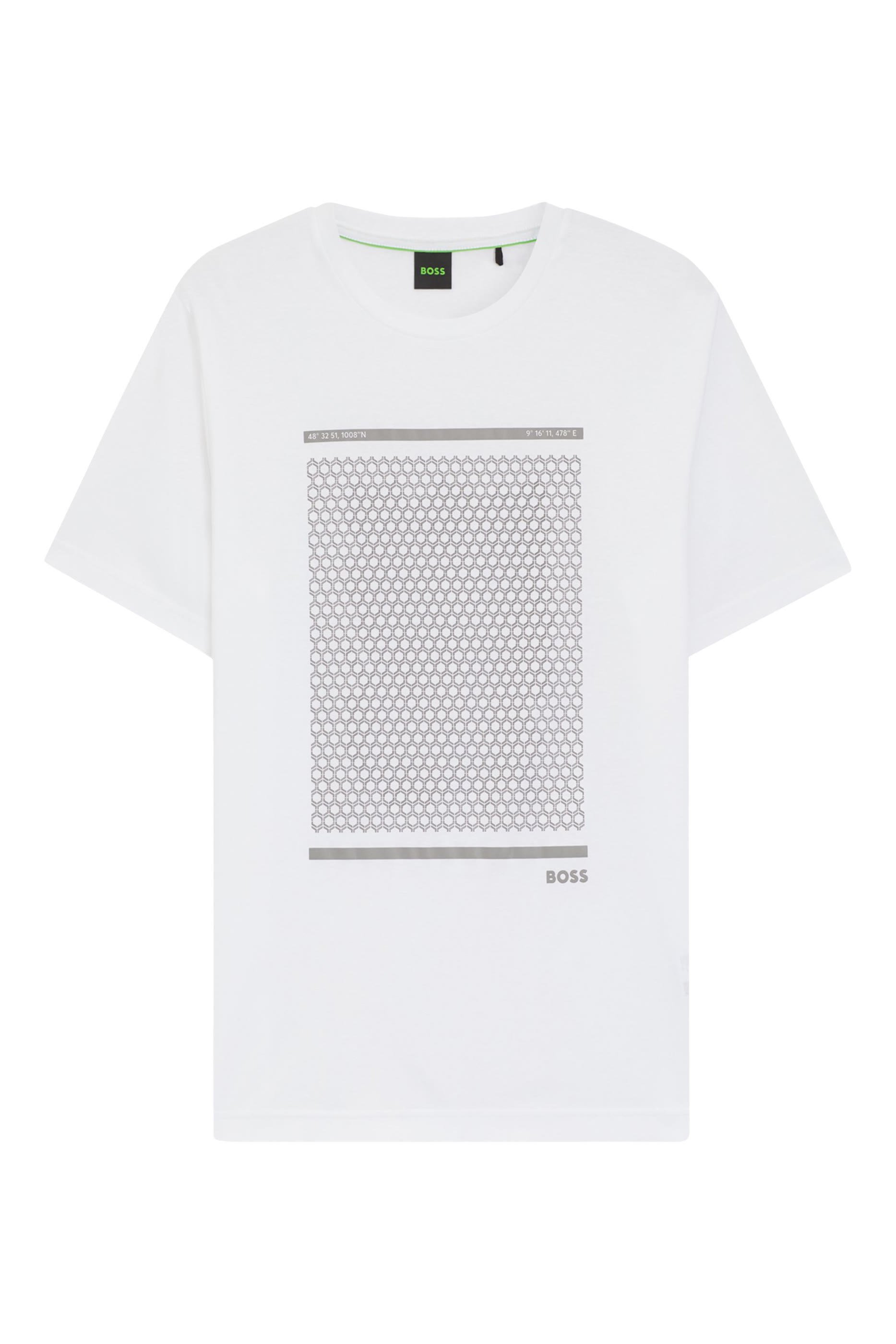 Mercerised-Cotton T-Shirt with Geometric Artwork 