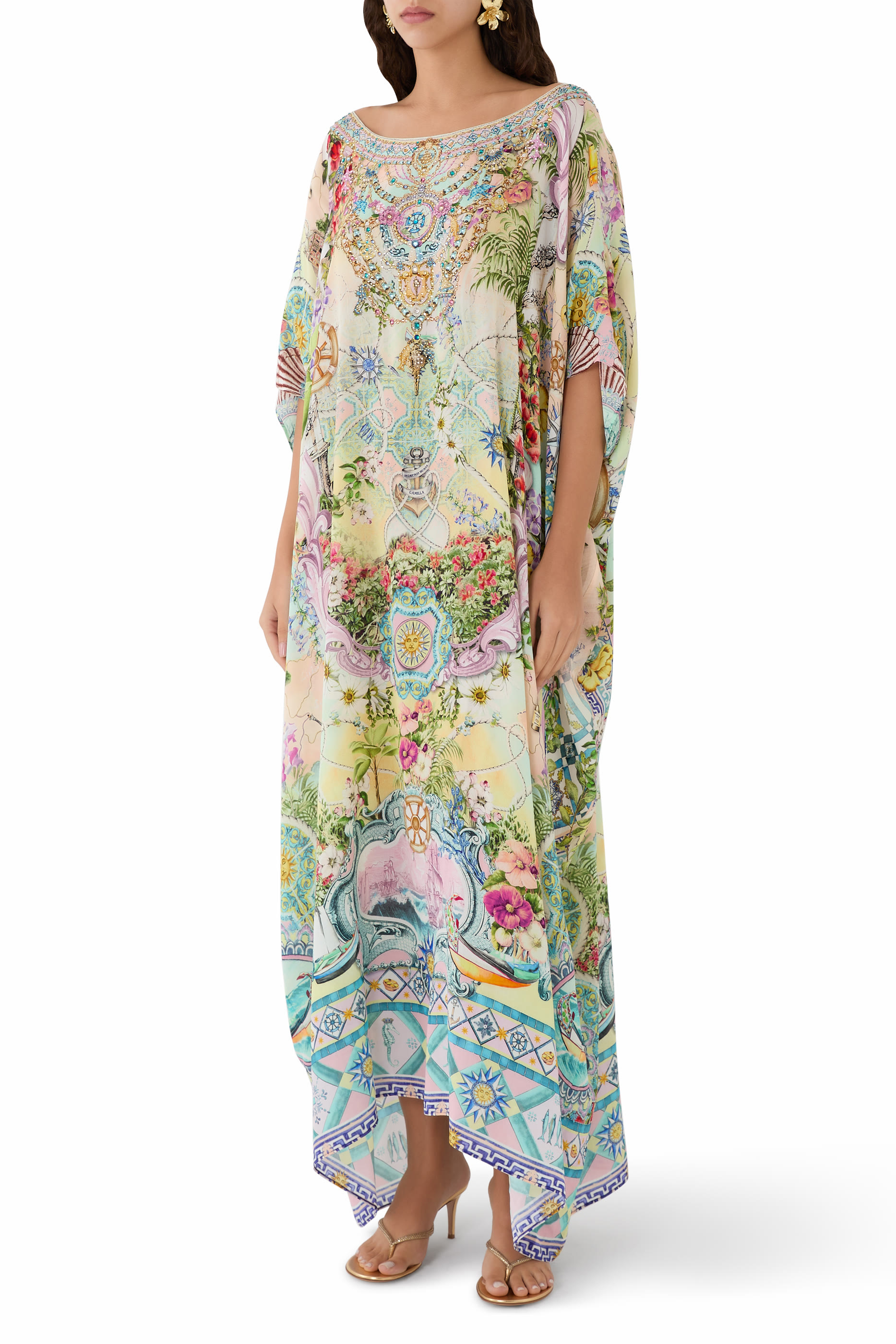 Round Neck Silk Maxi Kaftan