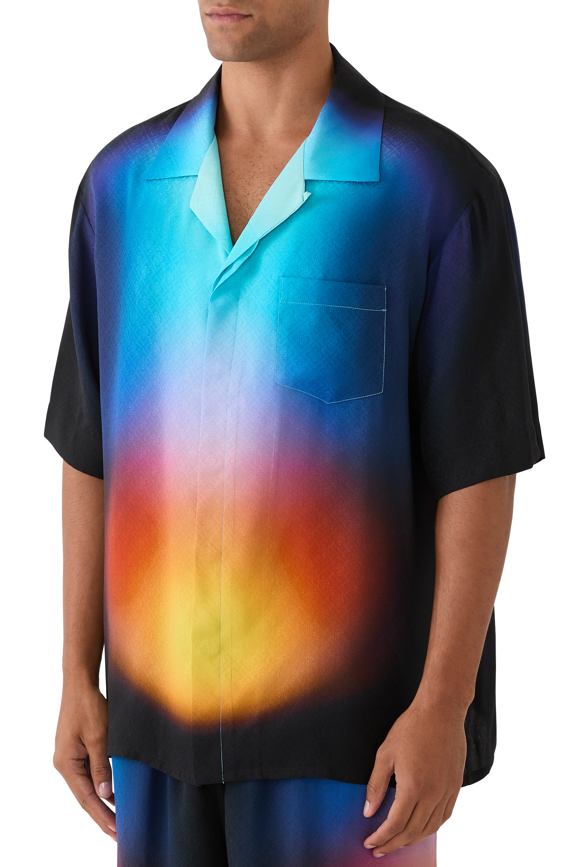Gradient Silk Short Sleeves Shirt