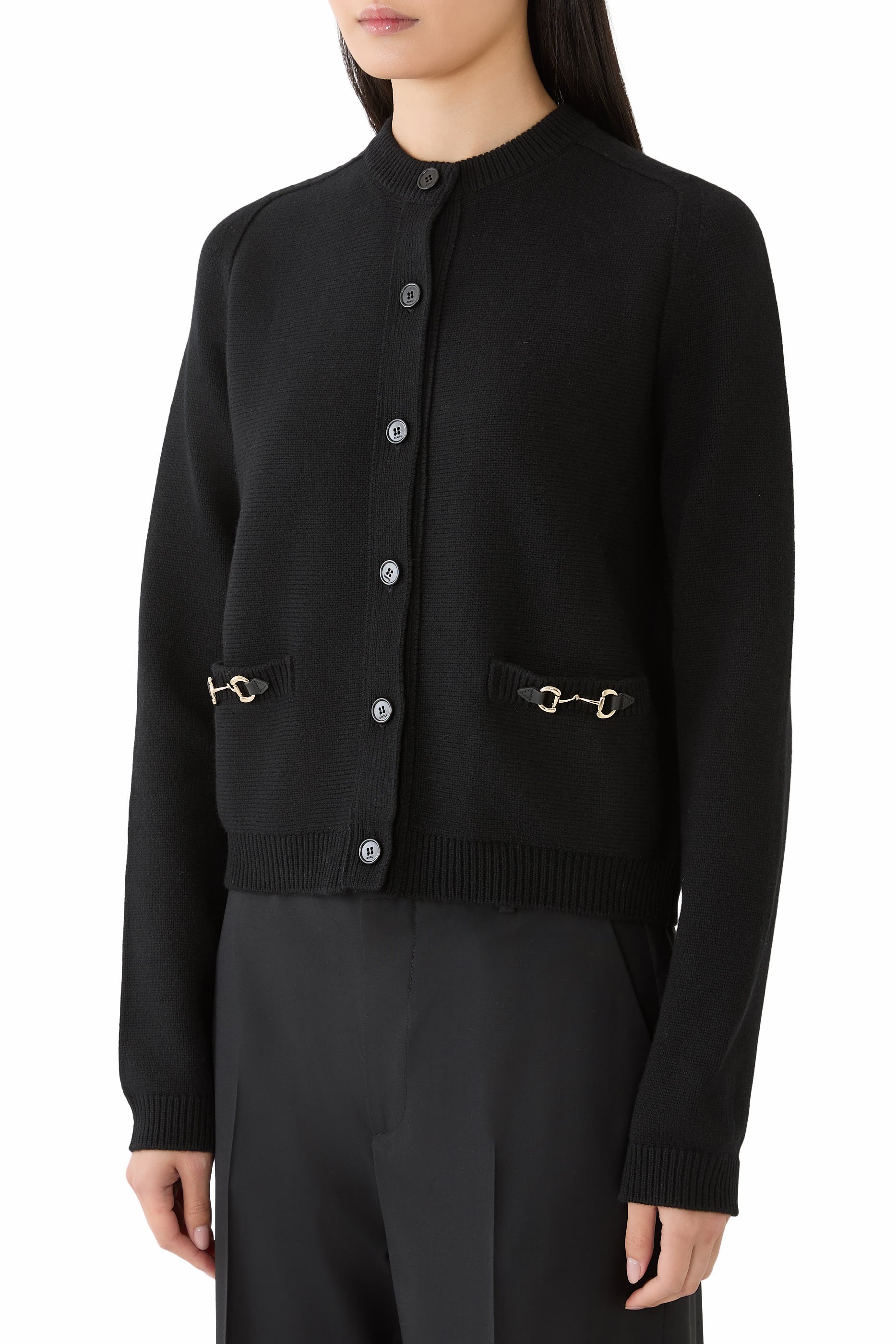  Wool Cashmere Cardigan with Horsebit 