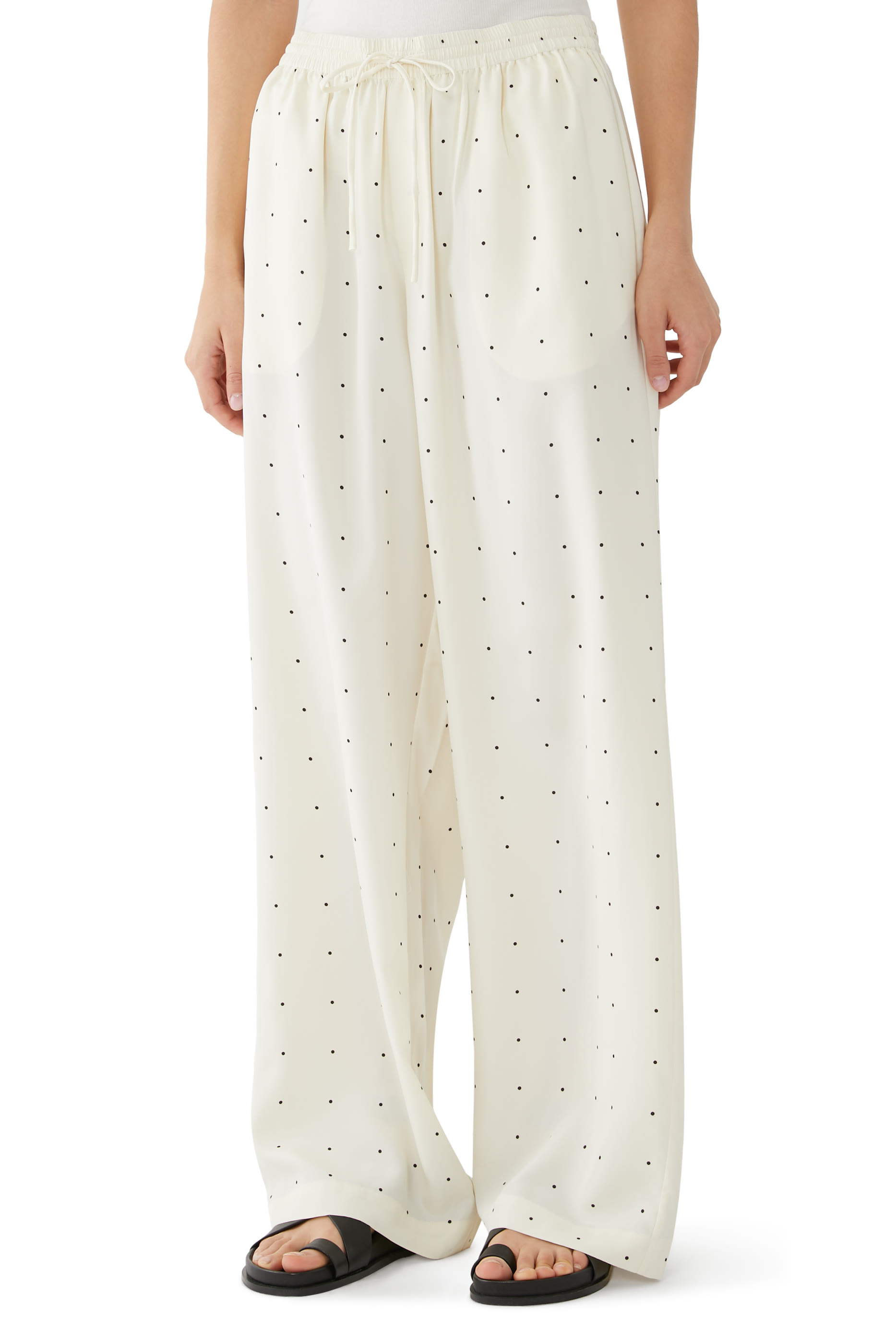 Relaxed Silk Dotted Trousers
