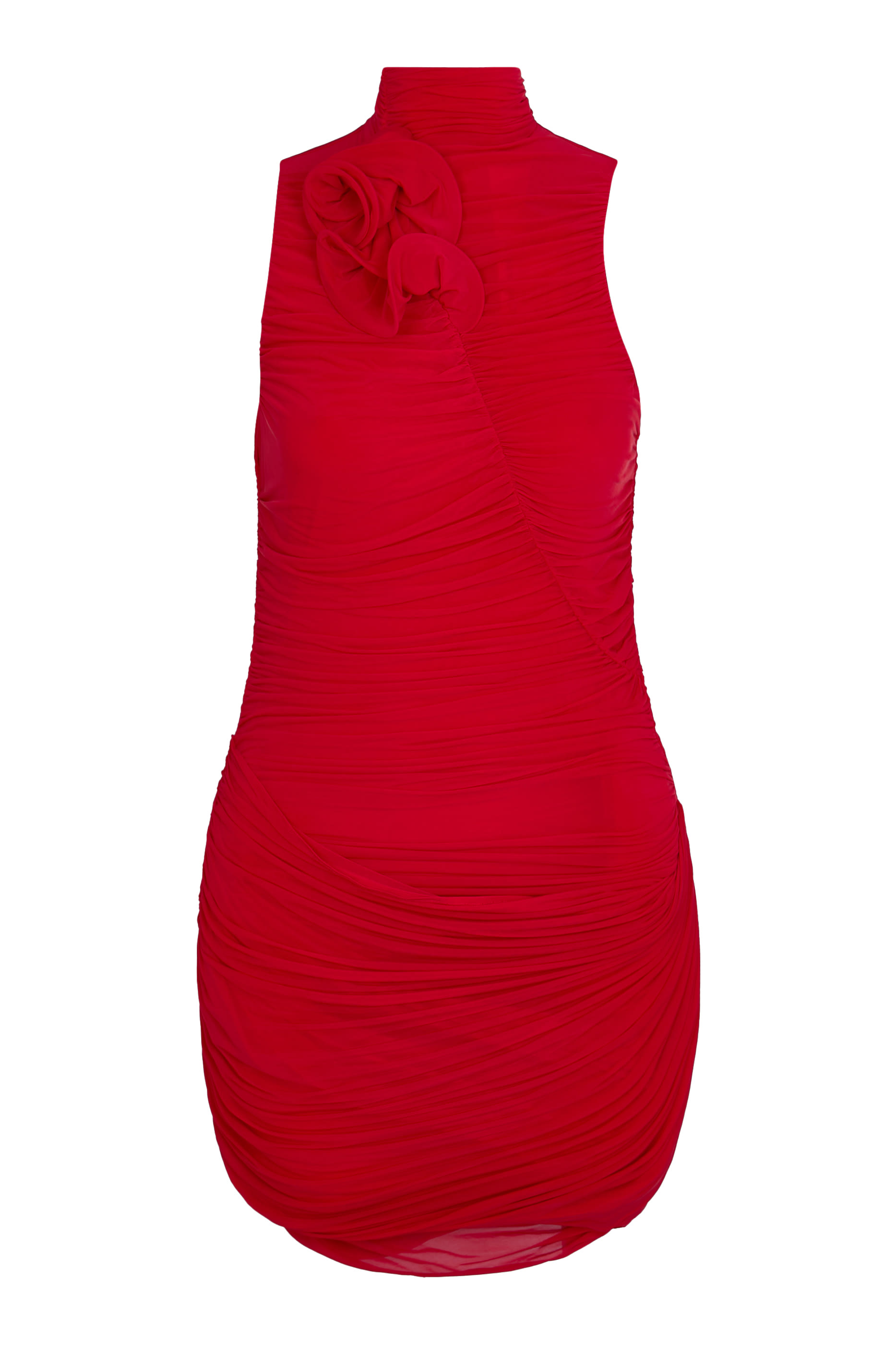 High-Neck Draped Mini Dress