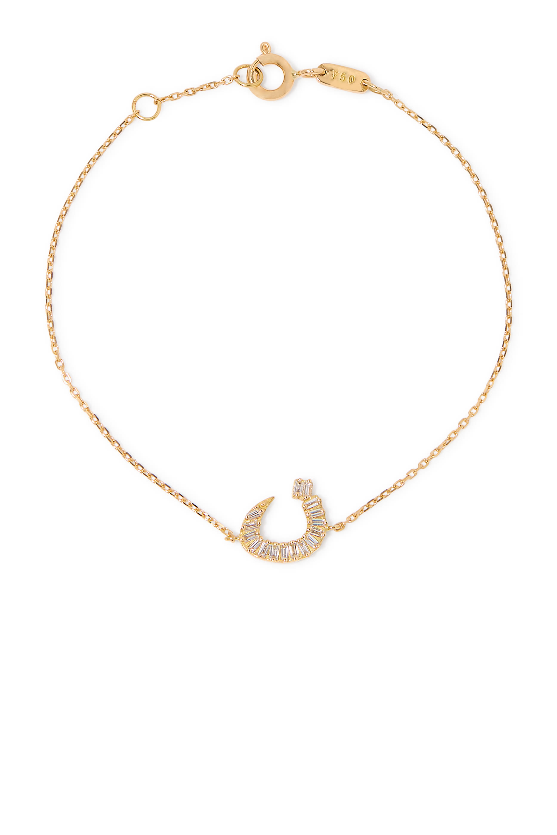 OULA - Letter Noon Bracelet, 18K Yellow Gold & Baguette Diamonds