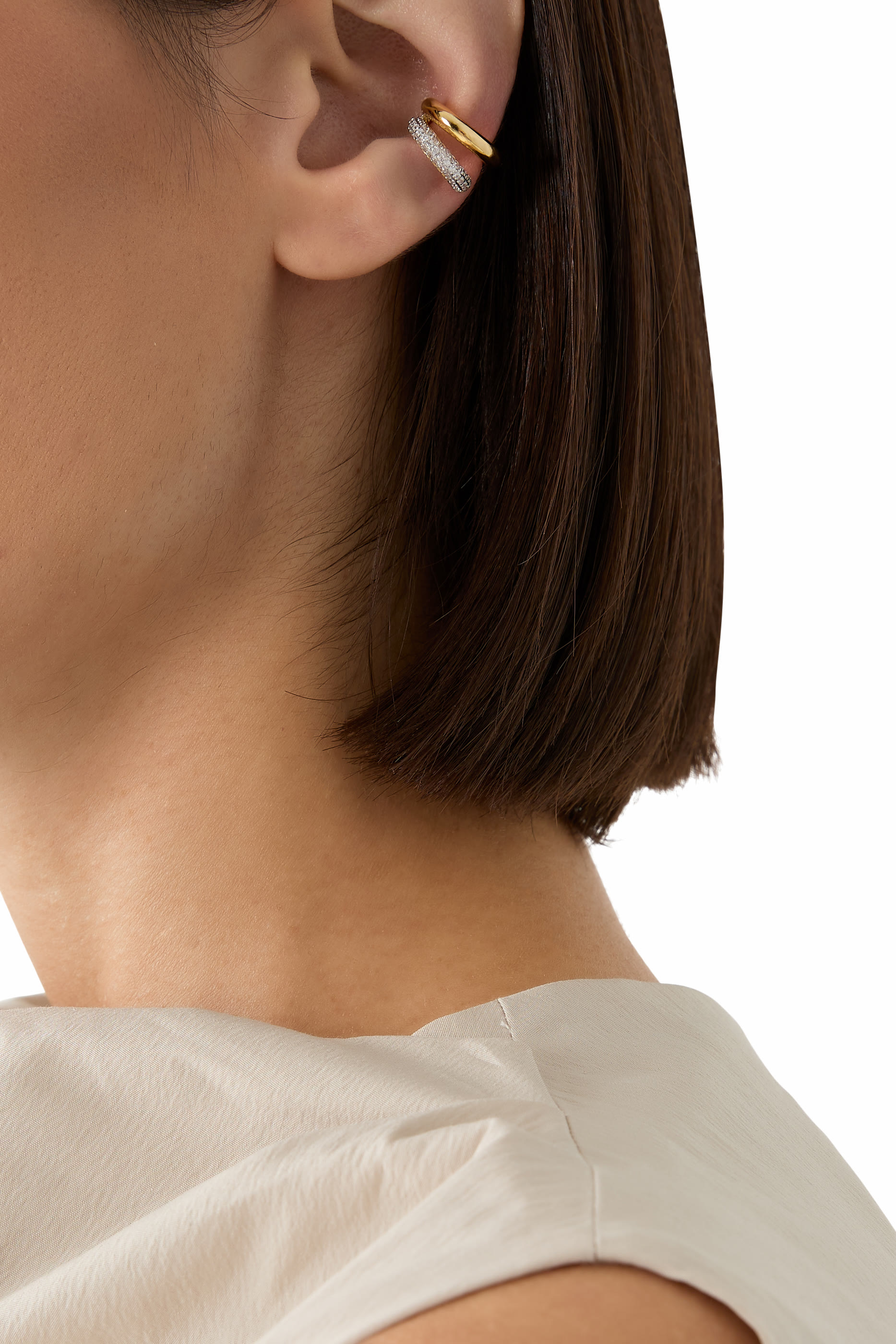 Bree Single Ear Cuff, 14k Vermeil on Sterling Silver & AAAA+ Cubic Zirconia 