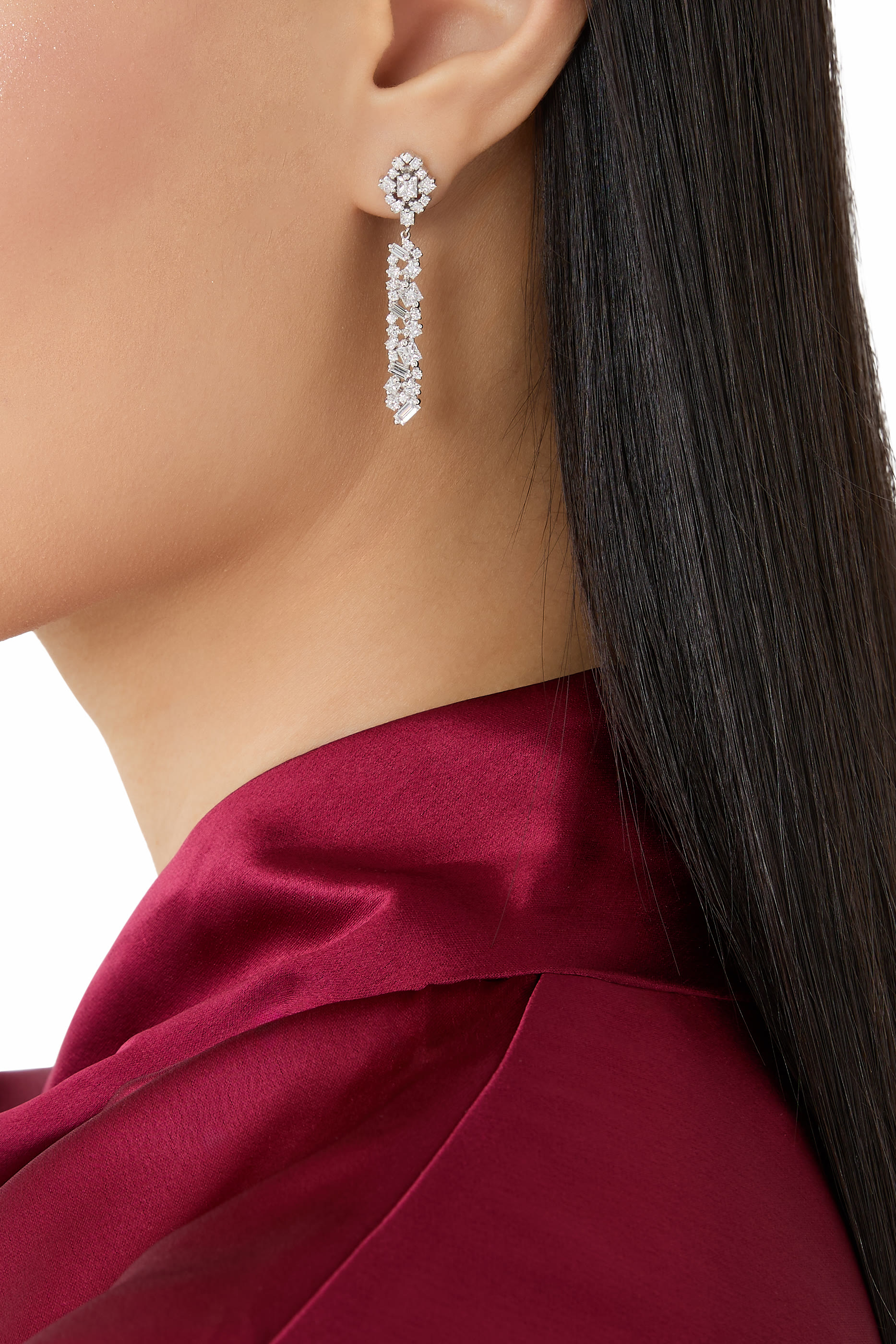 La Fantaisie Sunbeam Diamond Drop Earrings, 18K White Gold & Diamonds