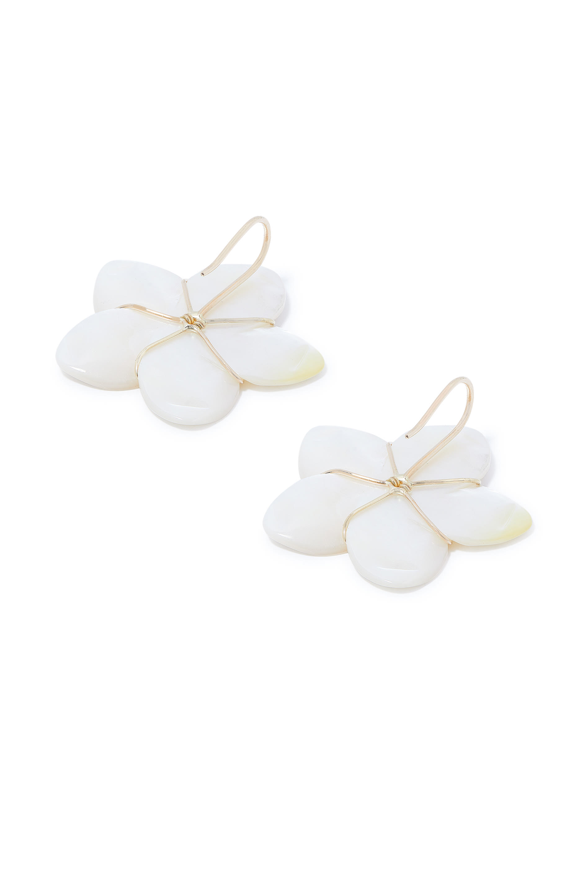 Oula Letter M Earrings, 18k Yellow Gold & Mother Of Pearl