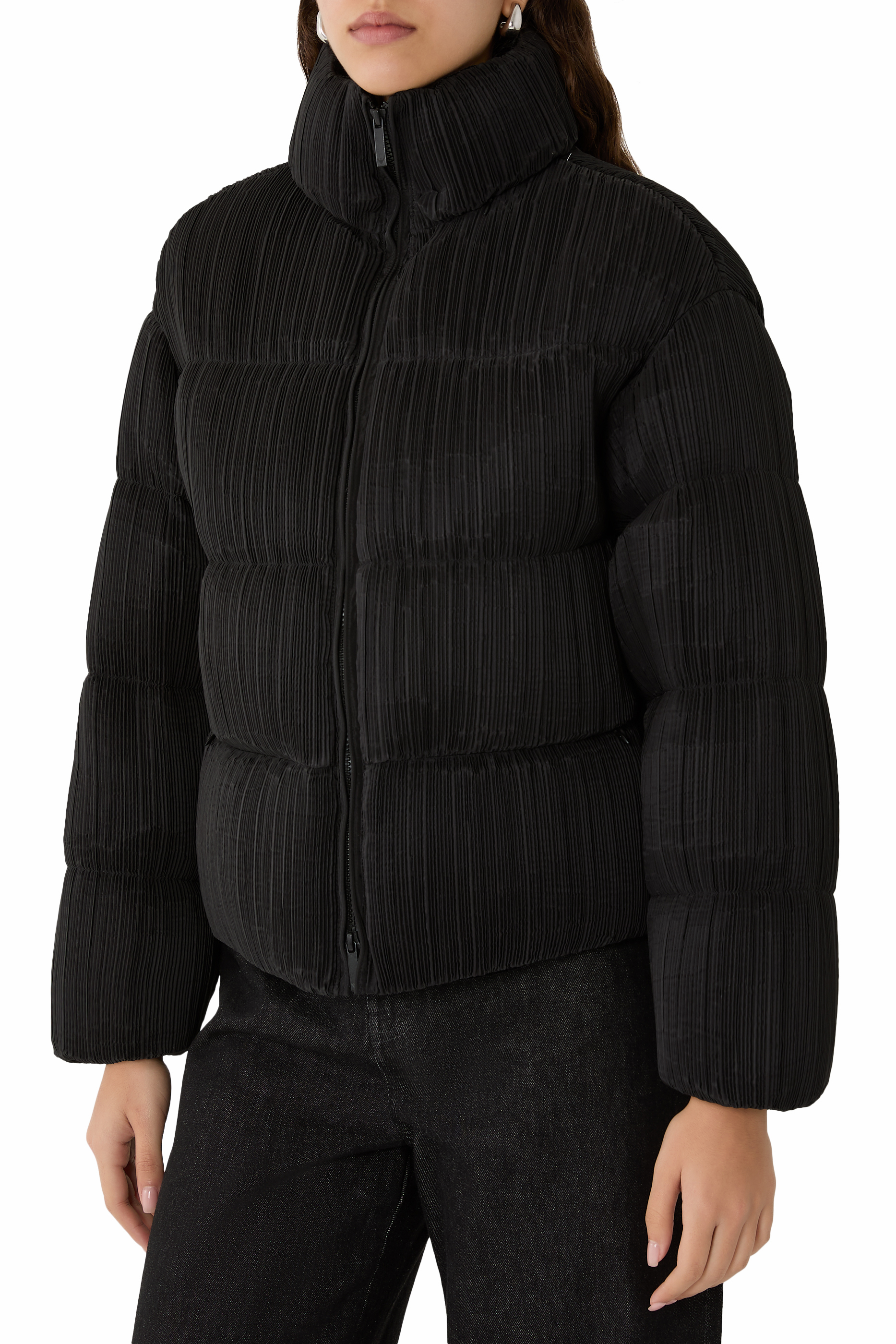 Pleated Technical Fabric Jacket