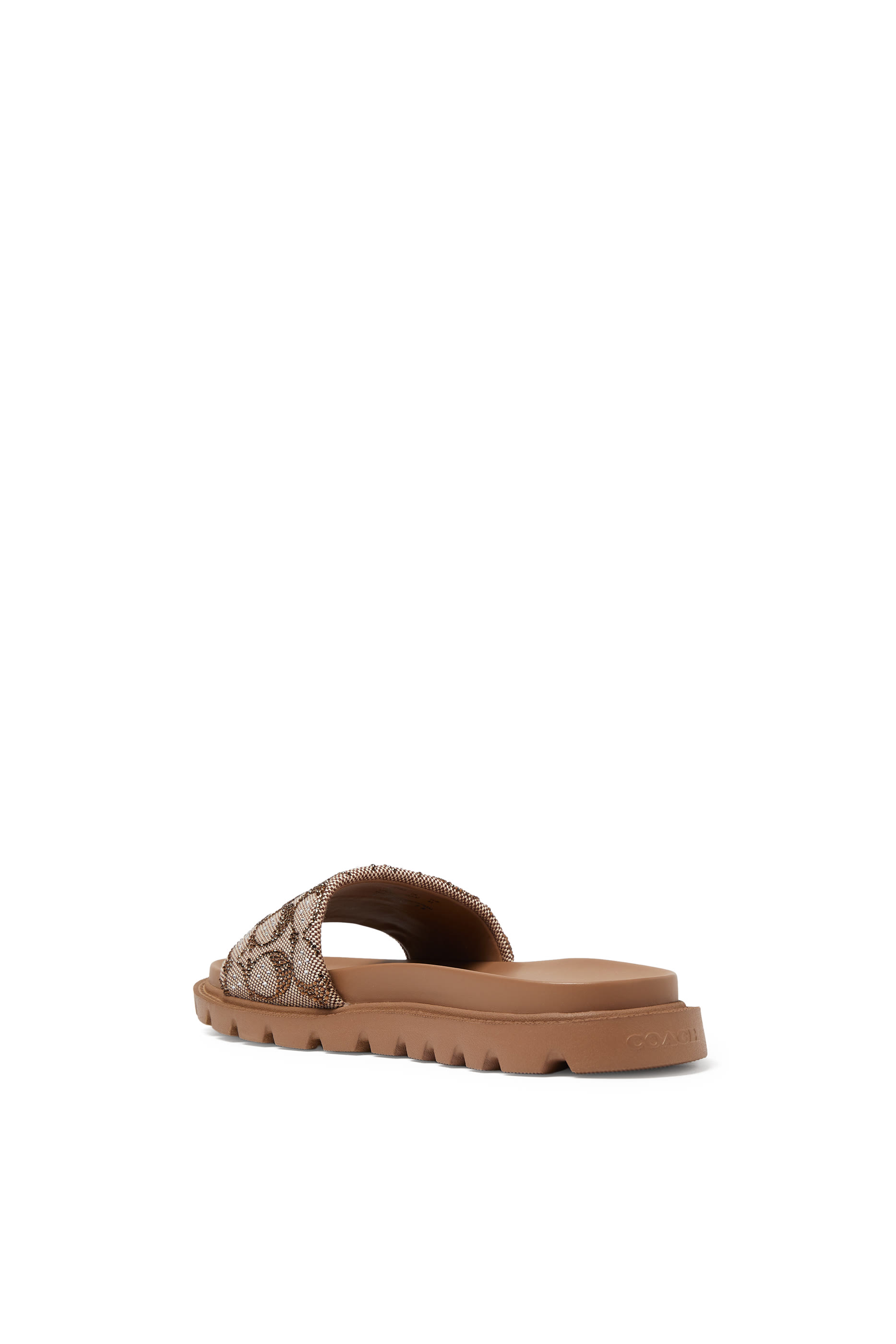  Brynn Slide Sandals in Crystal Signature Jacquard