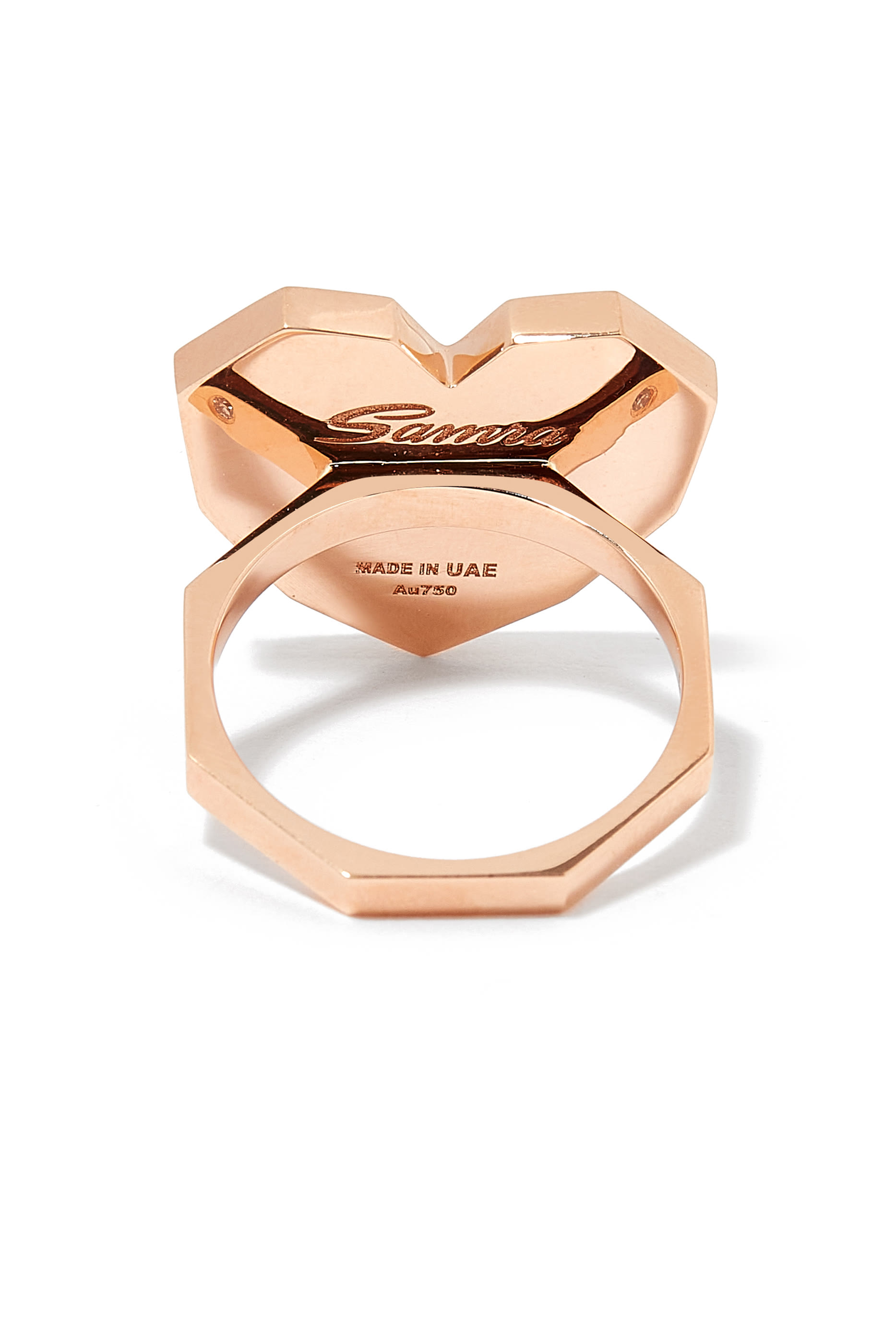 Oud Turath Small Heart Ring, 18k Pink Gold & Mother-of-Pearl, Diamonds