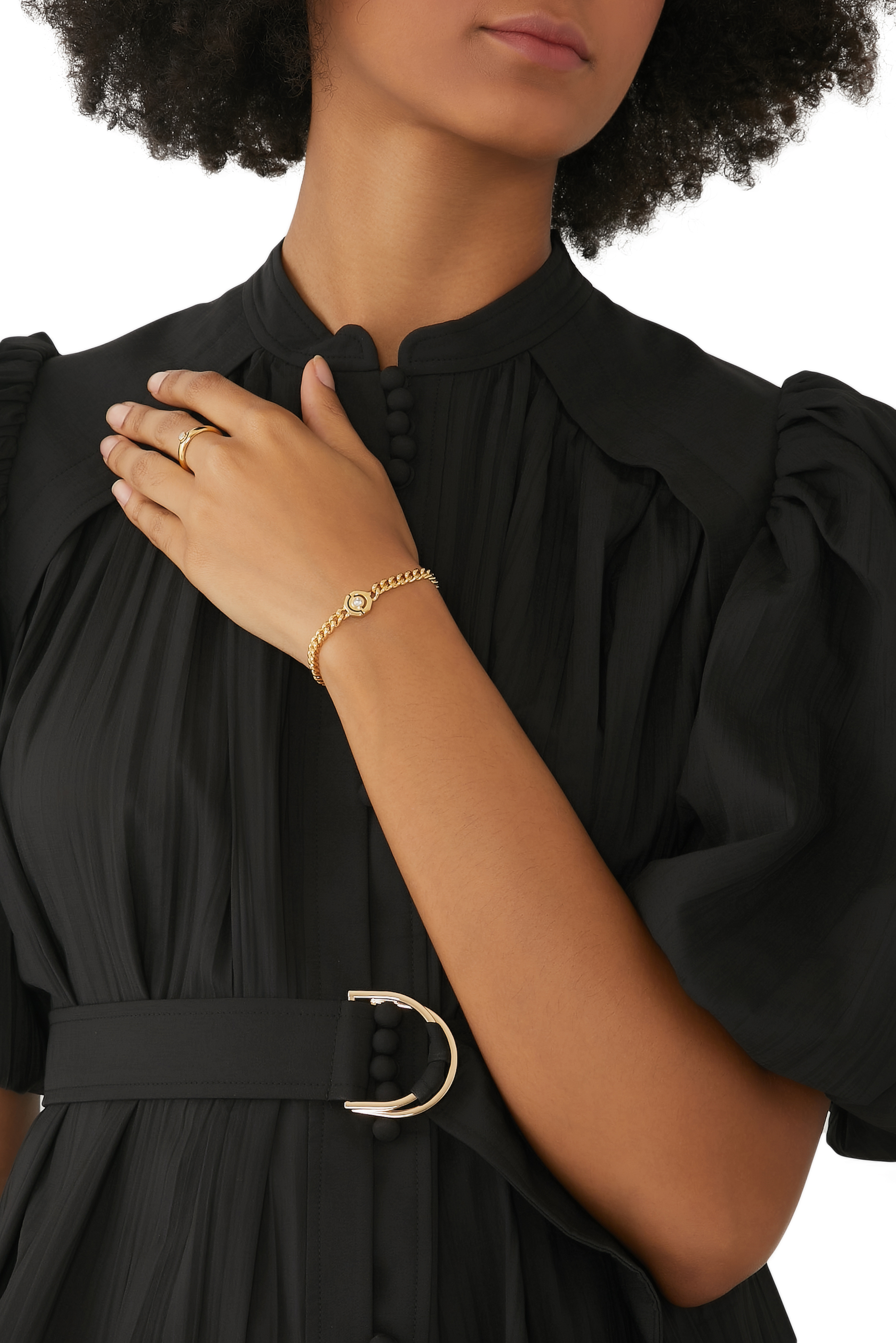 Floating Hex Pendant Bracelet, 18k Gold-Plated Brass