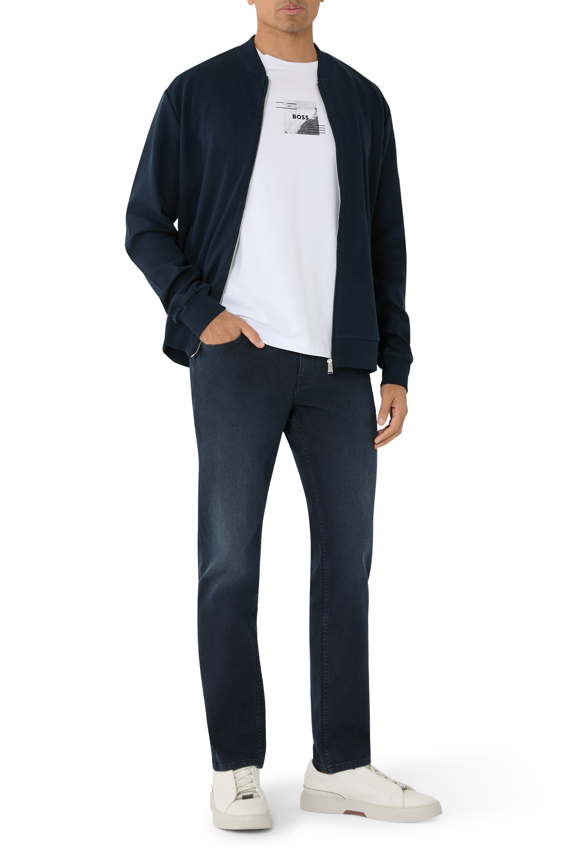 Zip-Up Cotton-Linen Piqué Sweatshirt