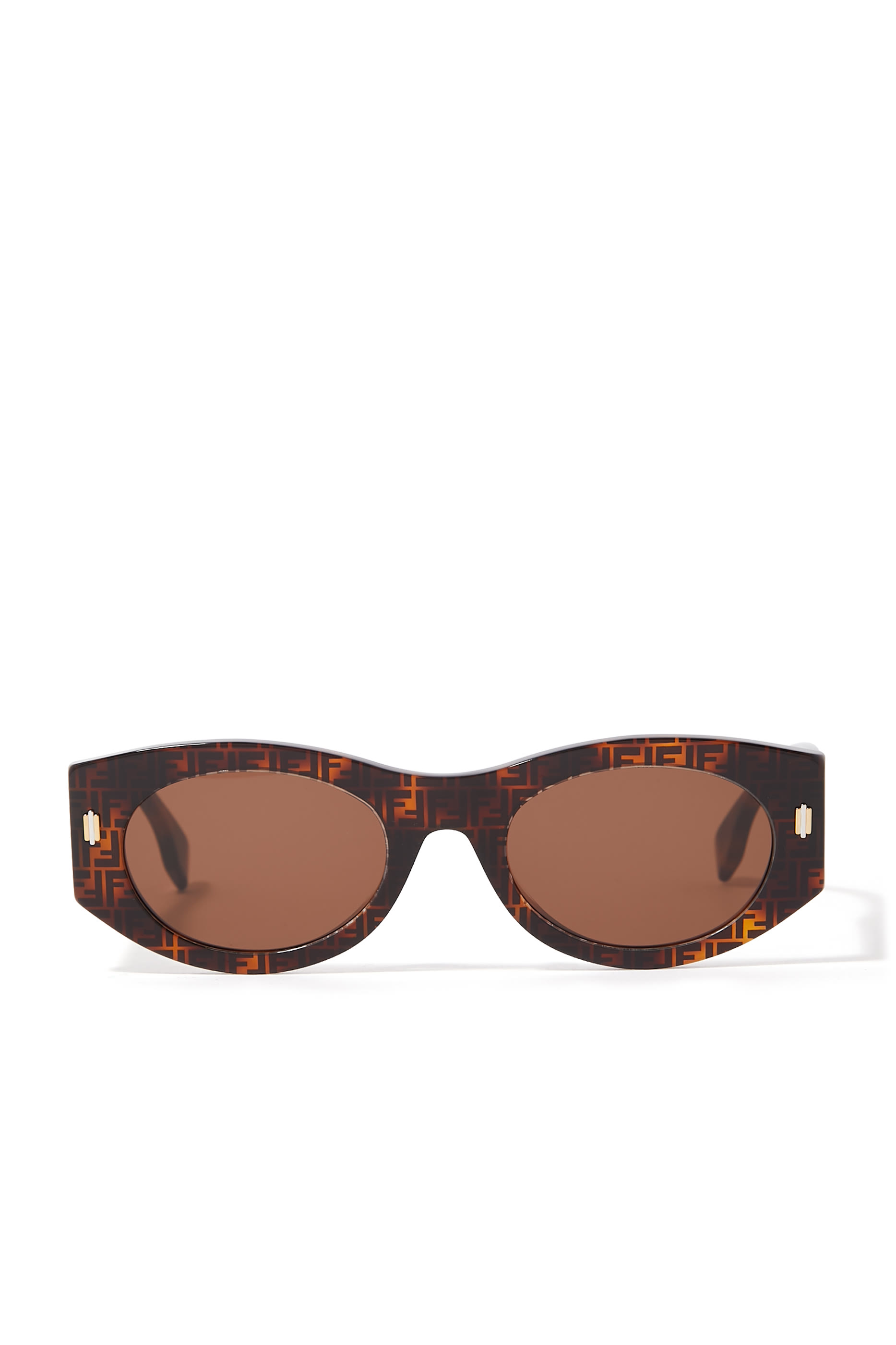 Fendi Roma Brown Havana Oval Sunglasses