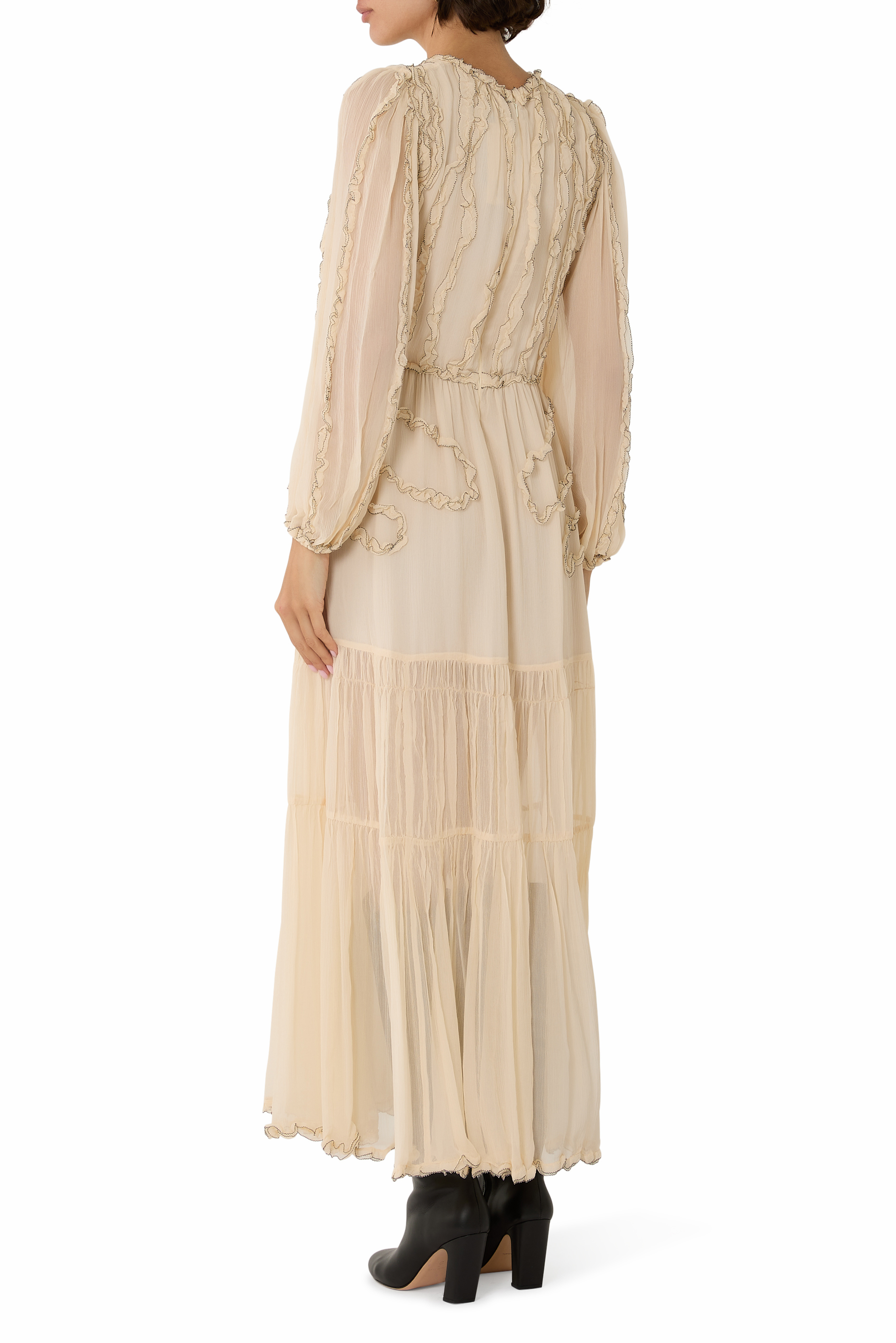 Iona Silk Long Sleeve Midi Dress