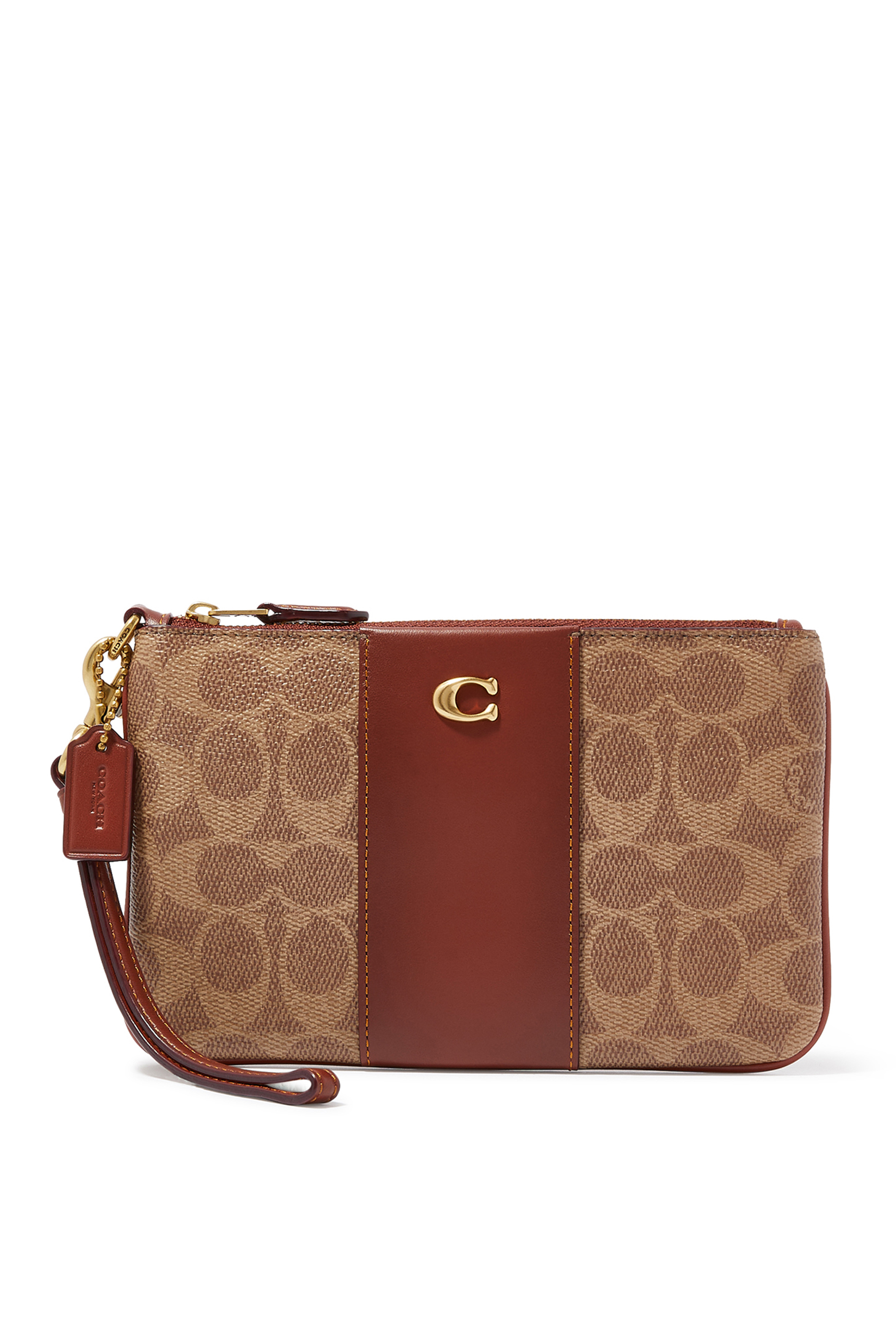 Signature Canvas Small Wristlet Pouch