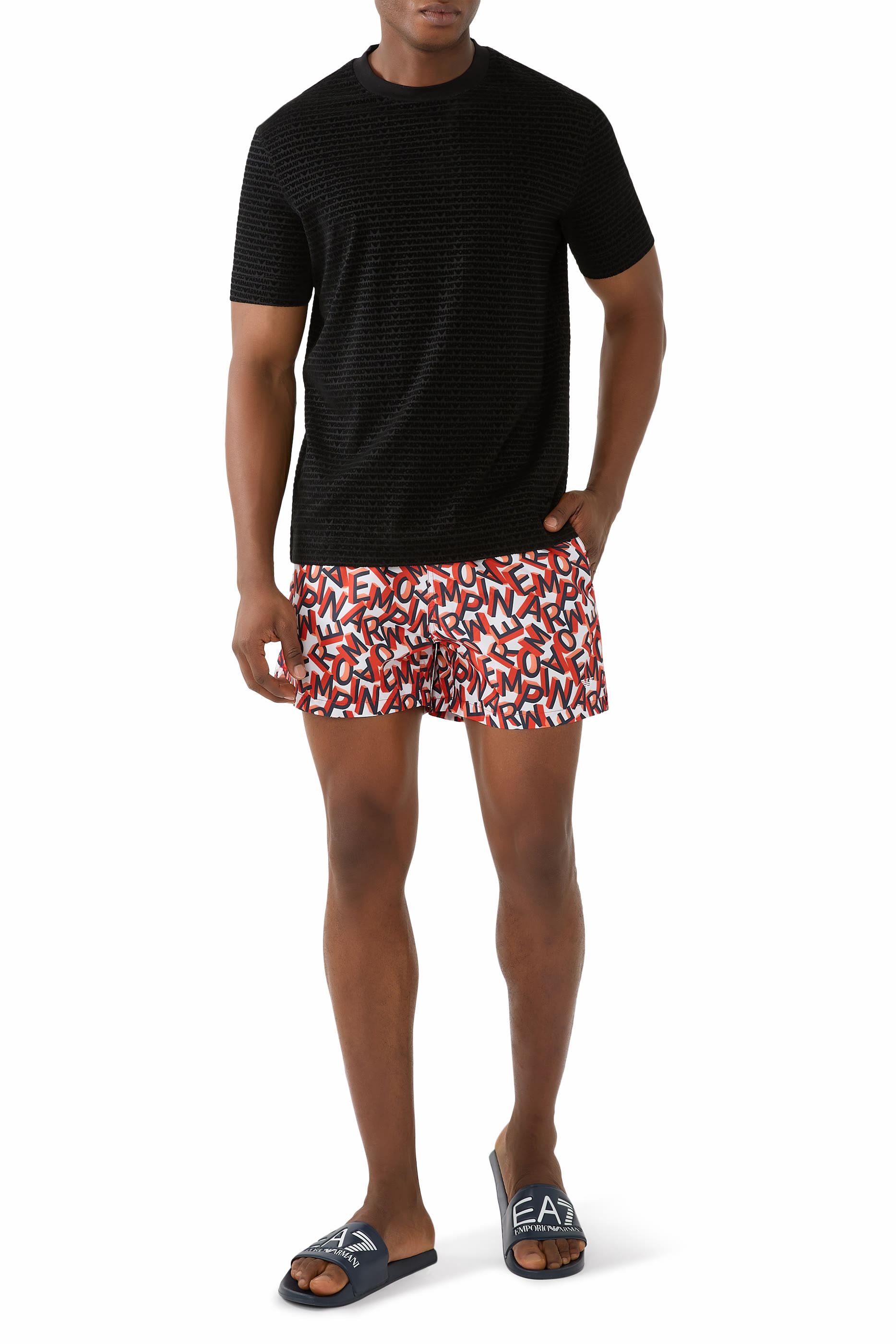 All-Over Text Logo Swim Shorts