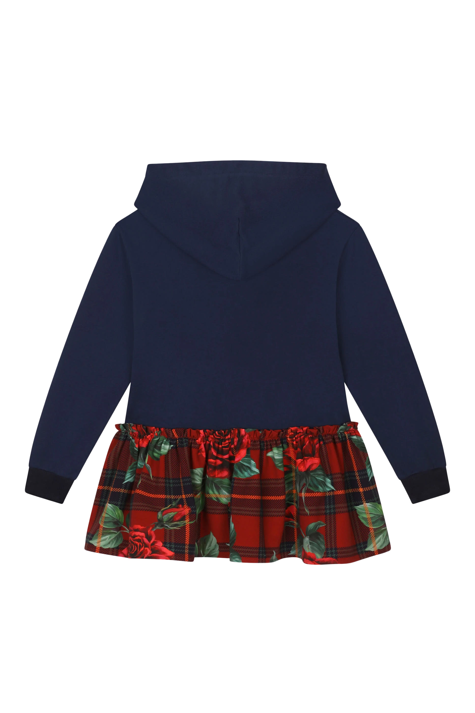 Kids Long-Sleeved Hooded Tartan Dress