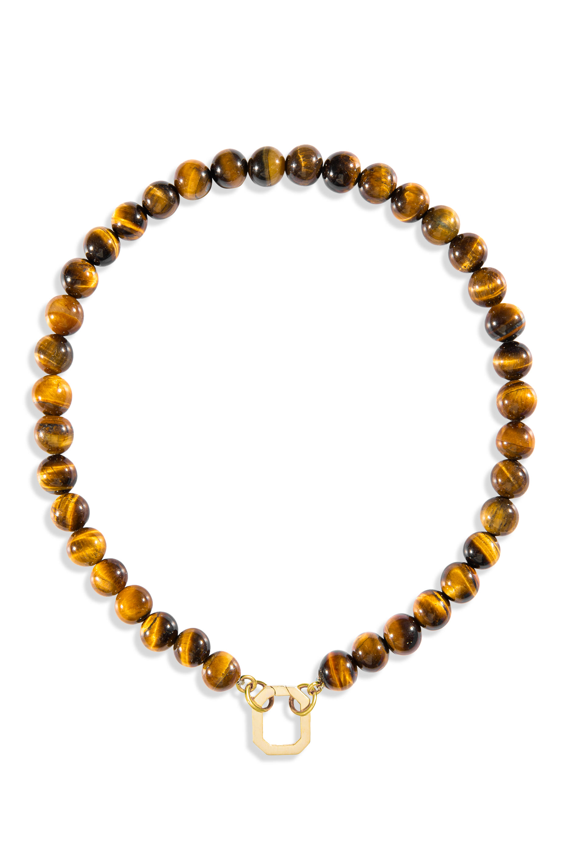 Tiger Eye Beaded Necklace, 18K Yellow Gold