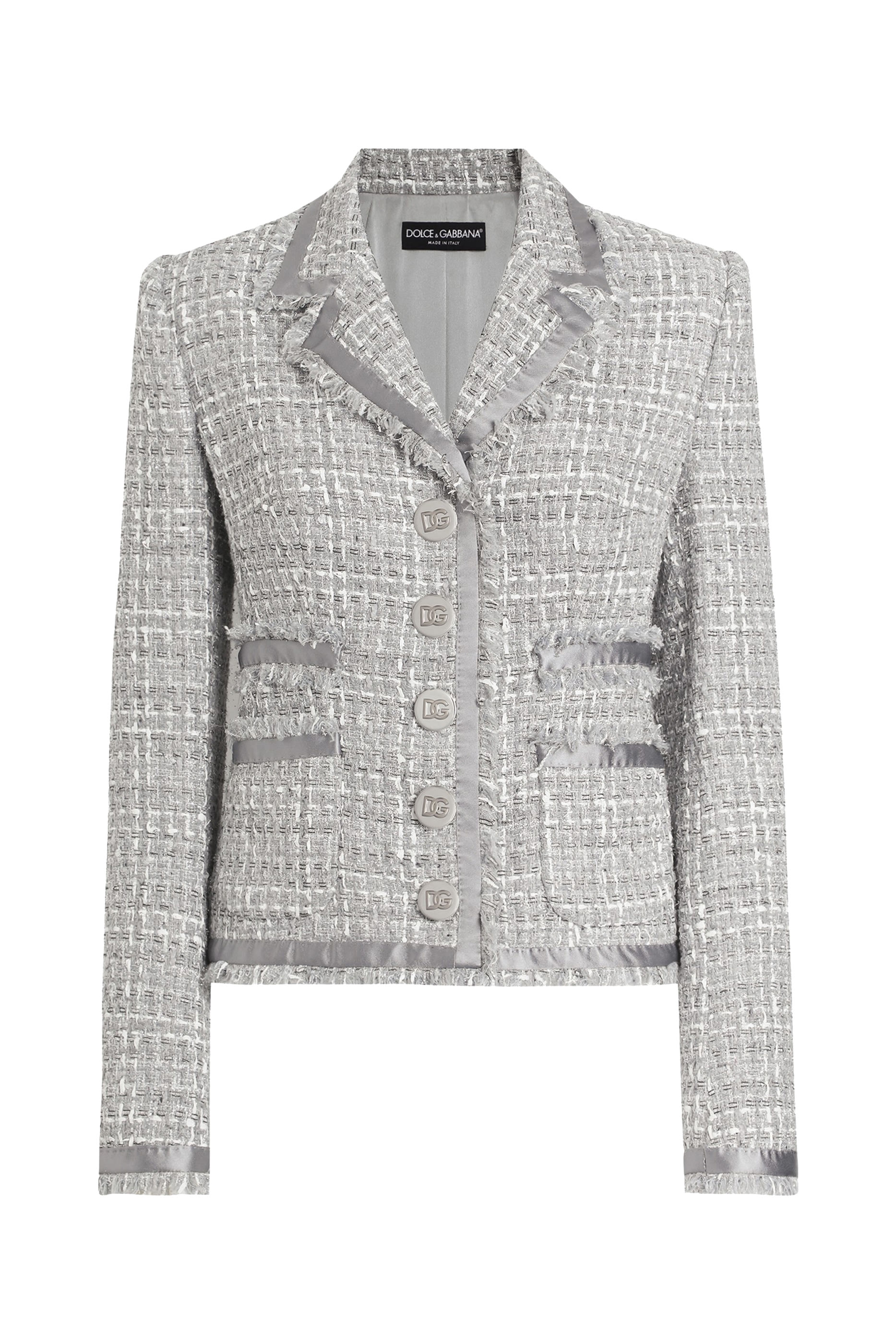Short Single-Breasted Lam&eacute; Boucl&eacute; Jacket