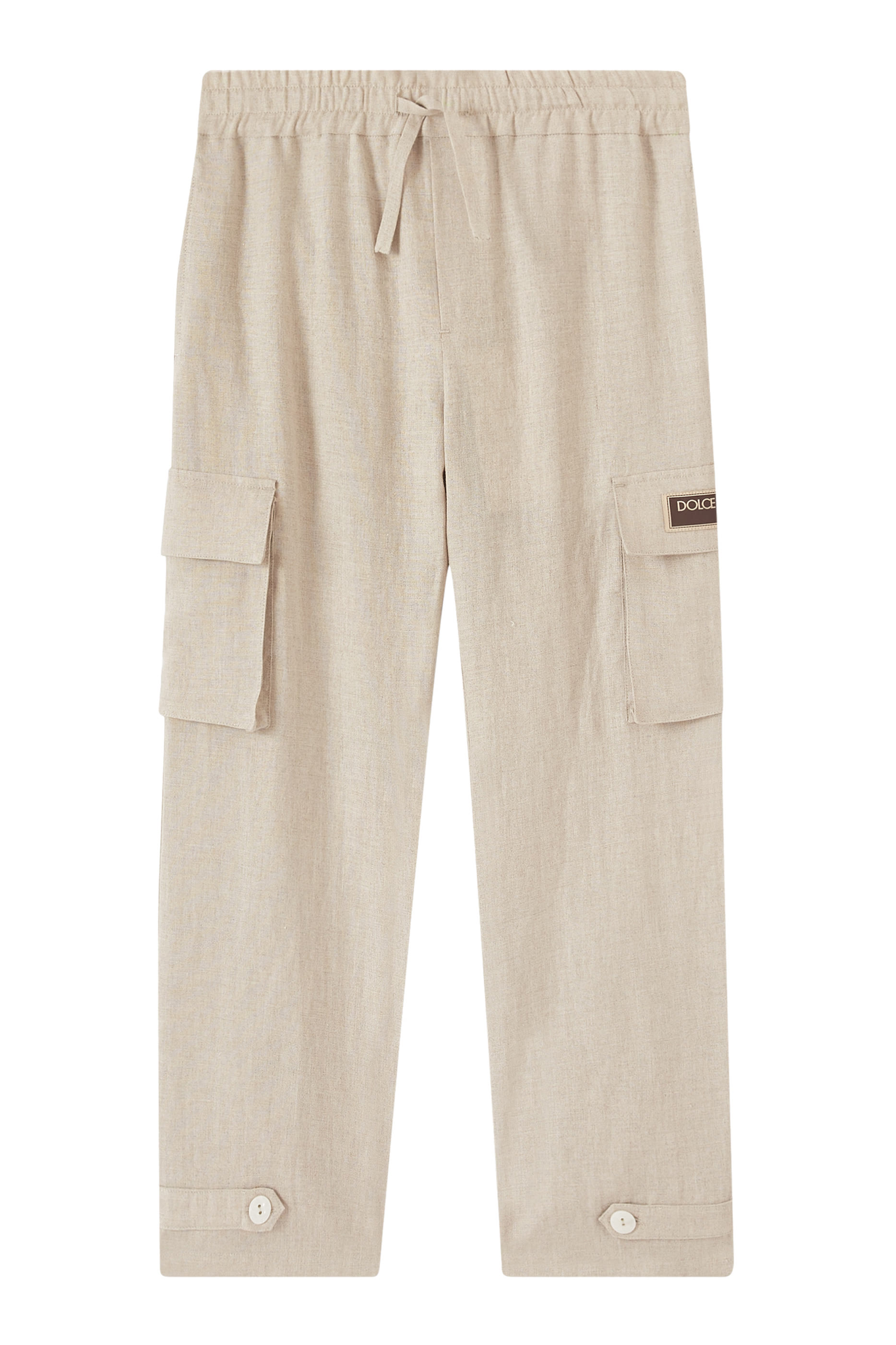 Kids Logo-Appliqu&eacute; Linen Cargo Trousers