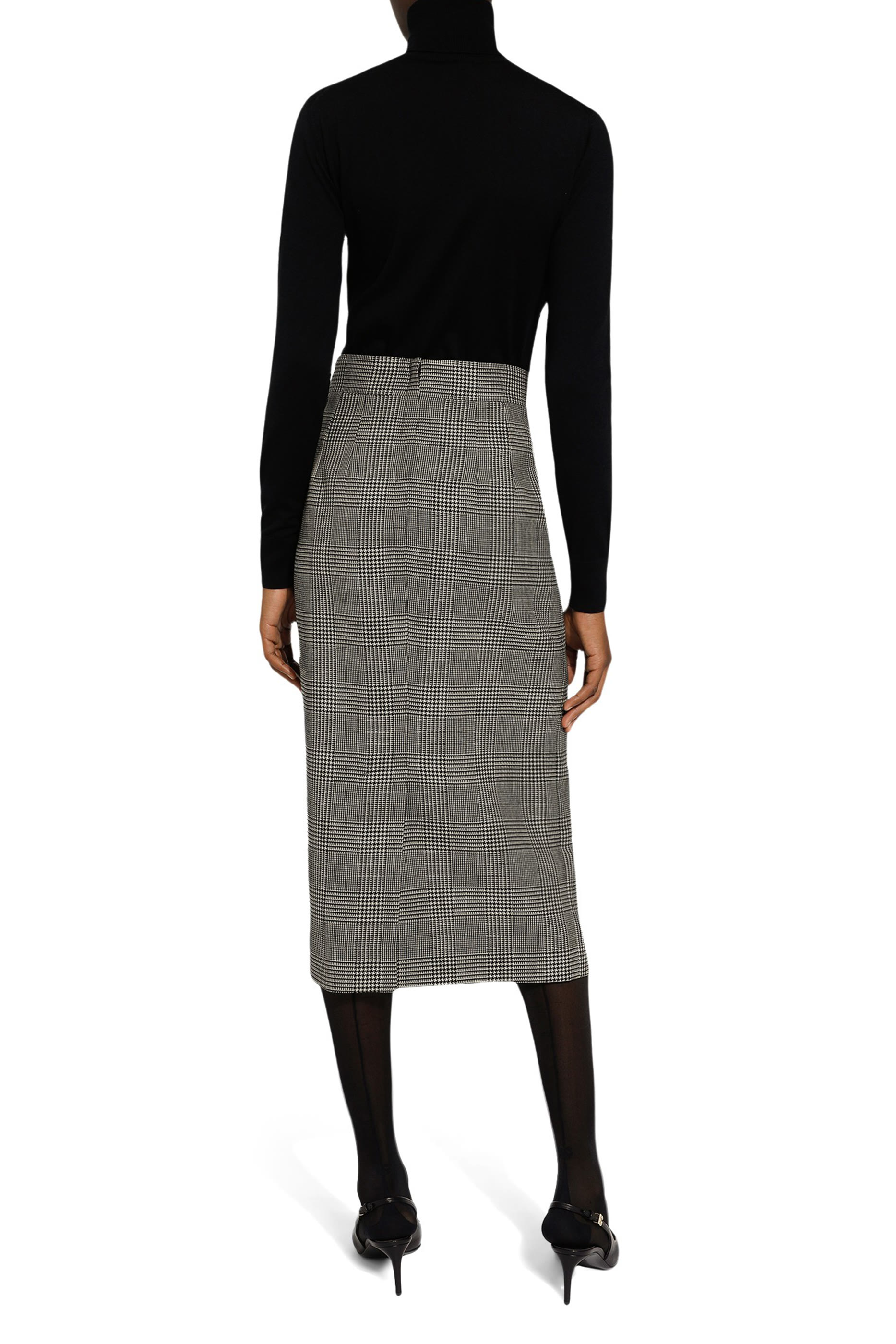 Prince of Wales Check Virgin Wool Midi Skirt