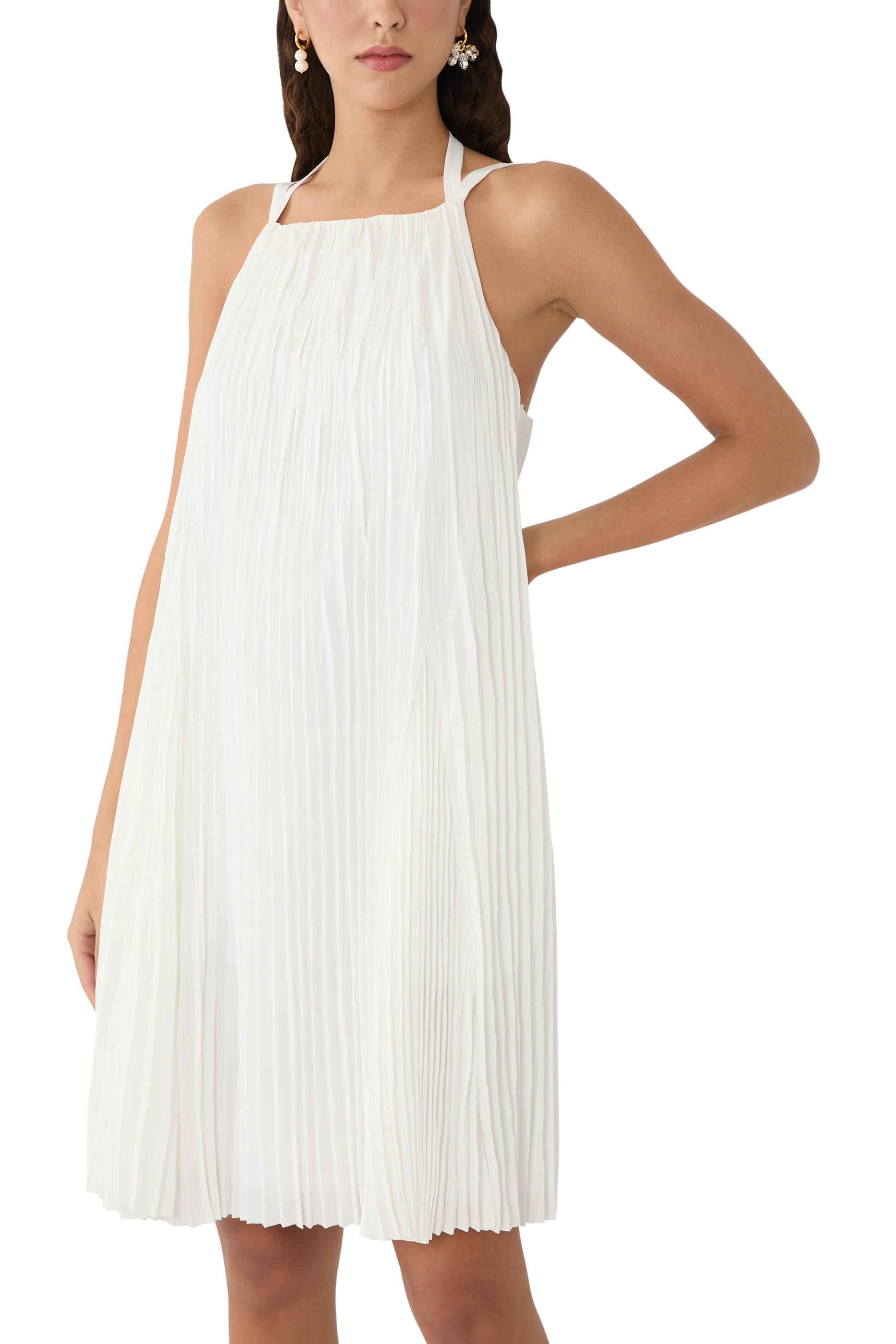 Pintuck Pleated A-Line Dress