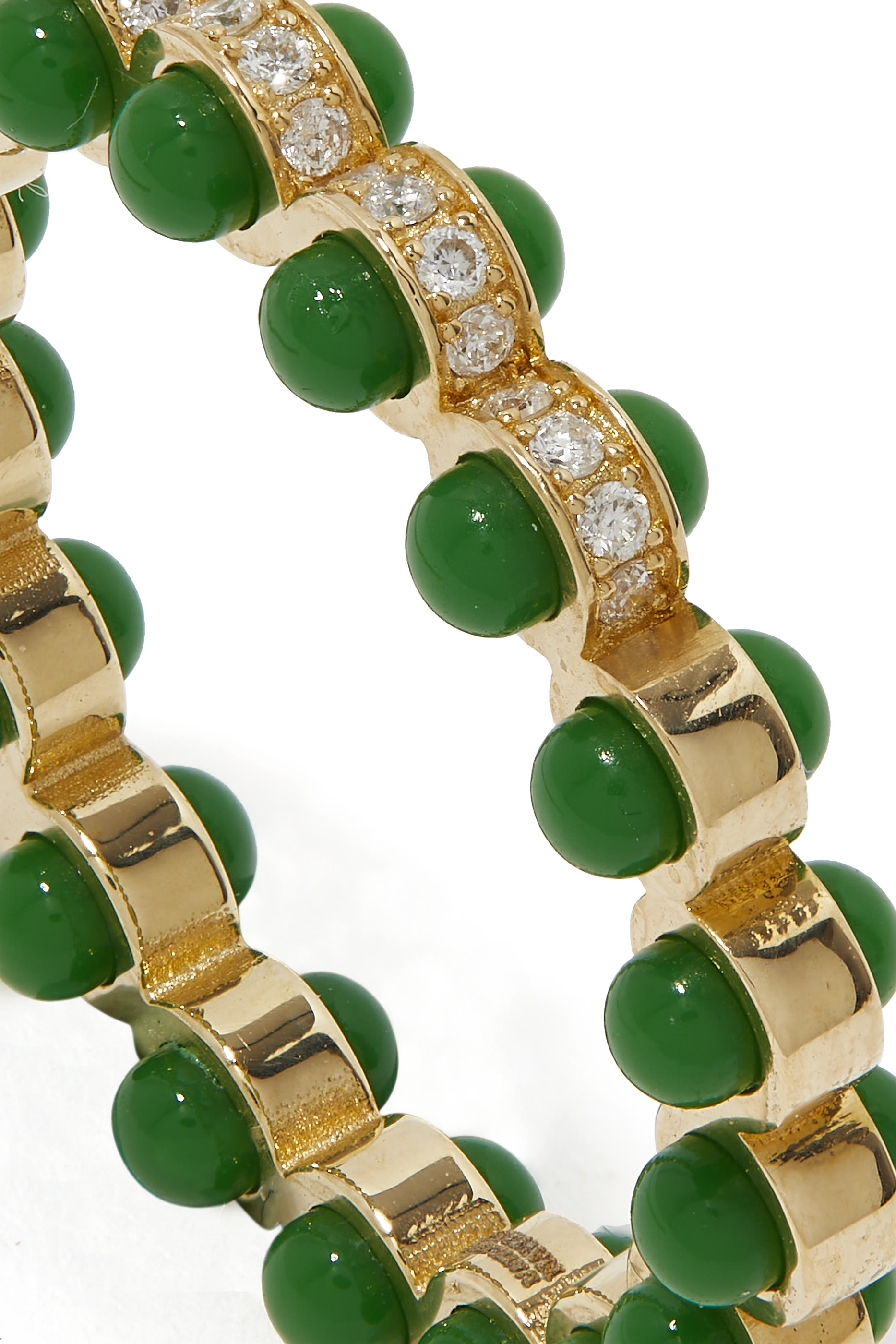 Gold Atom Ring Size 1, 18k Yellow Gold with Enamel & Diamonds