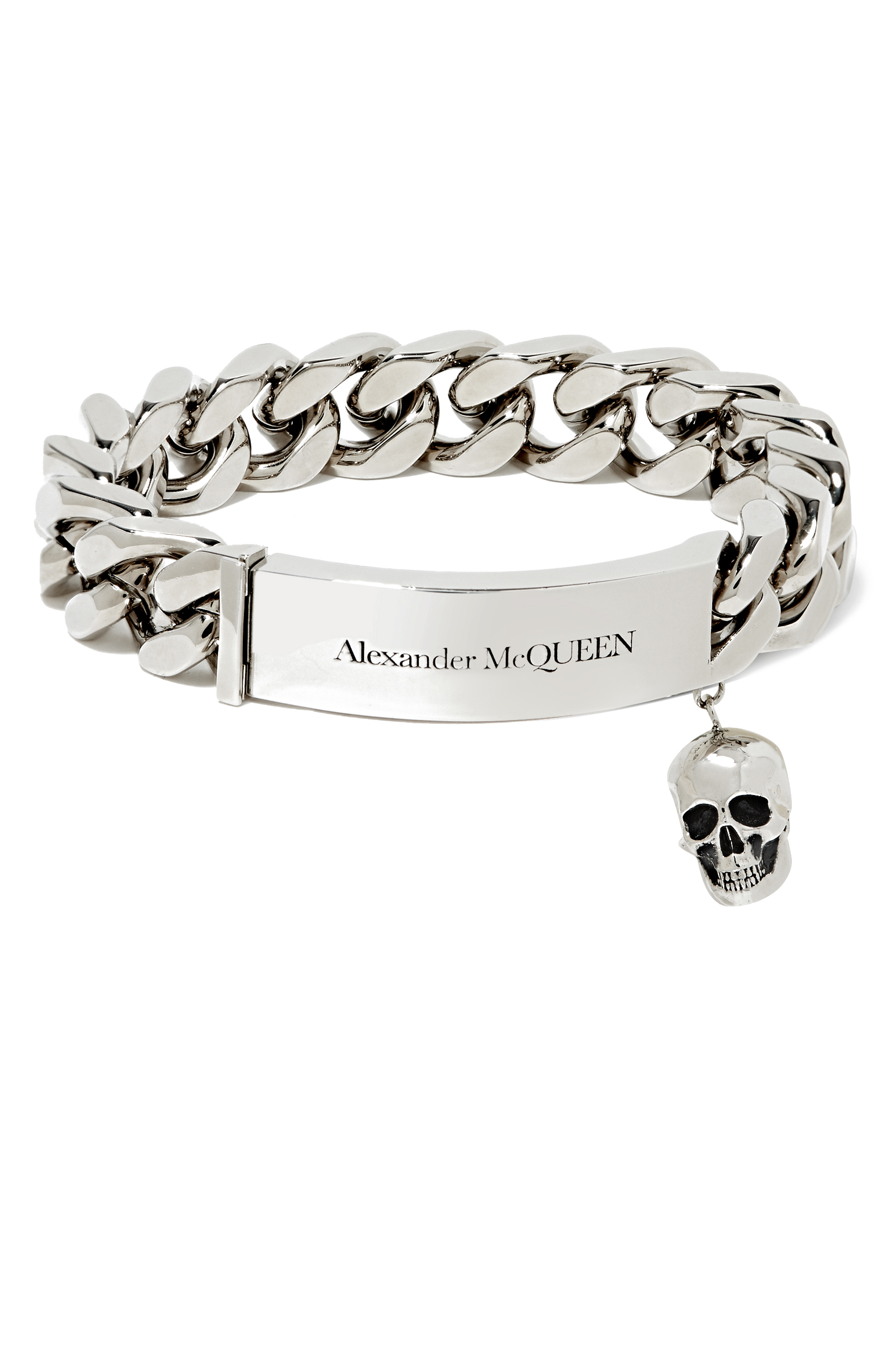 ALEXANDER McQUEEN Skull braided leather bracelet - Black - 7359181MAAA1000  | Tizianafausti.com
