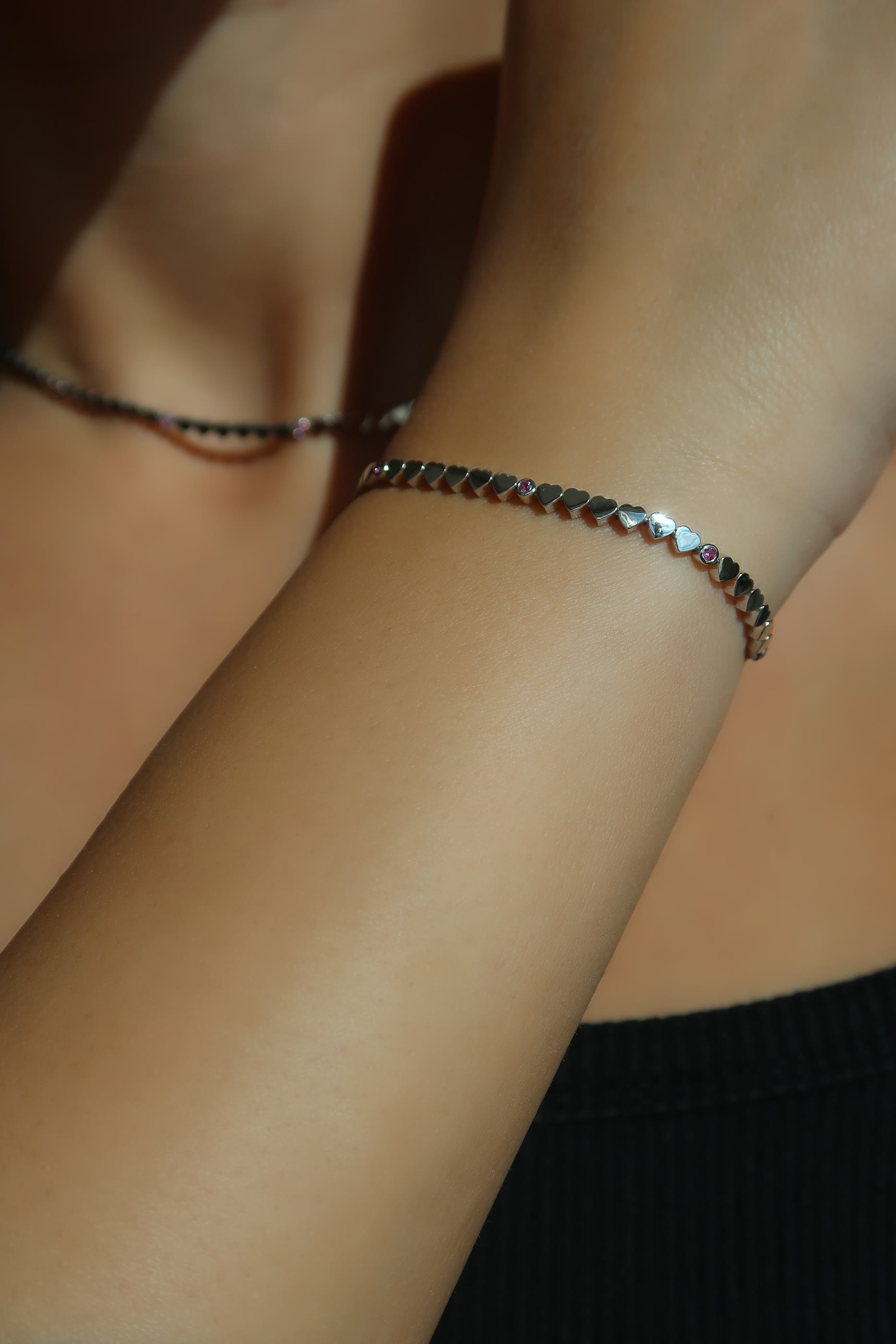 Love in Tokyo Bracelet, 18K White Gold & Pink Sapphires