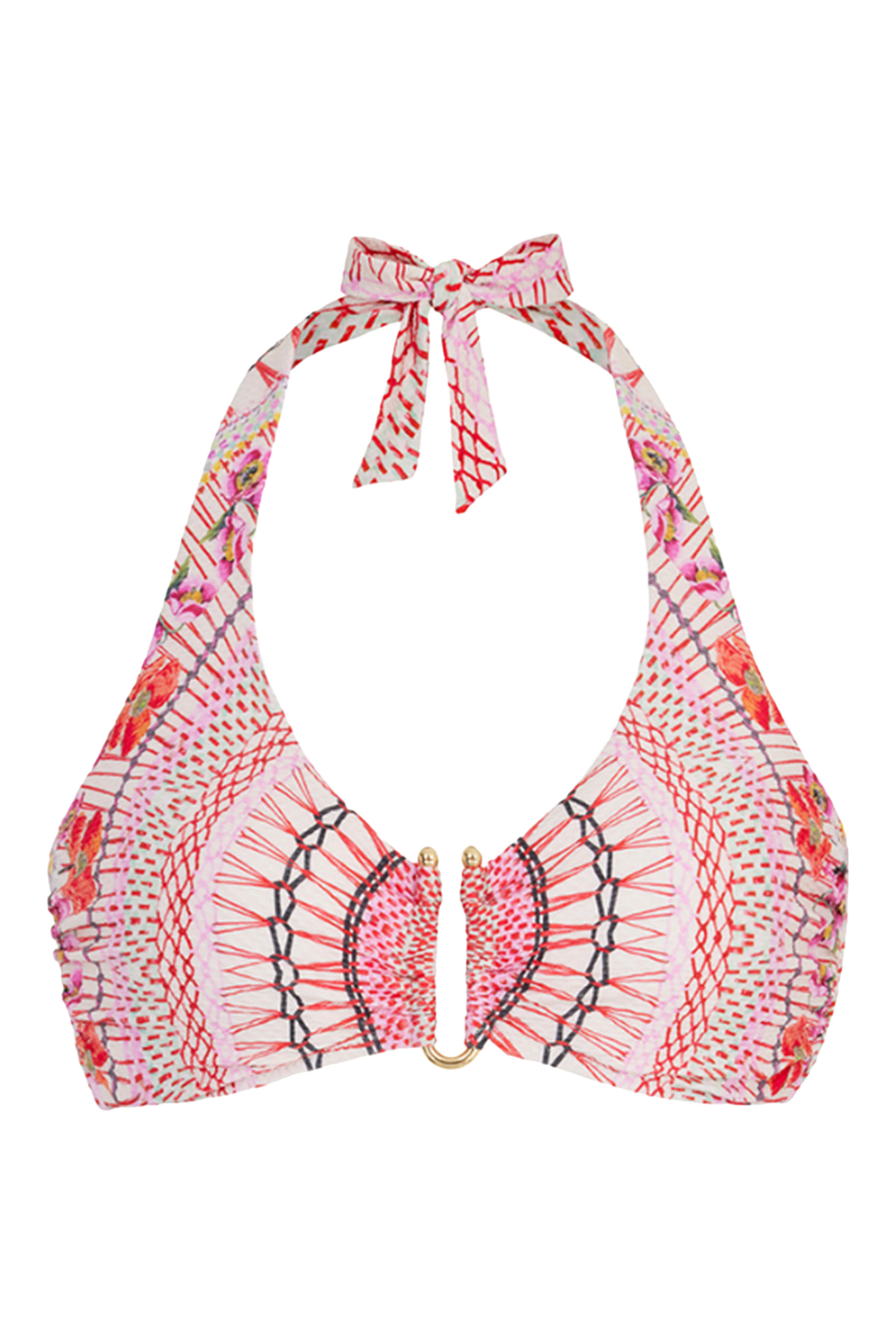 x Temperley London Pomegranate U-Bar Halterneck Top