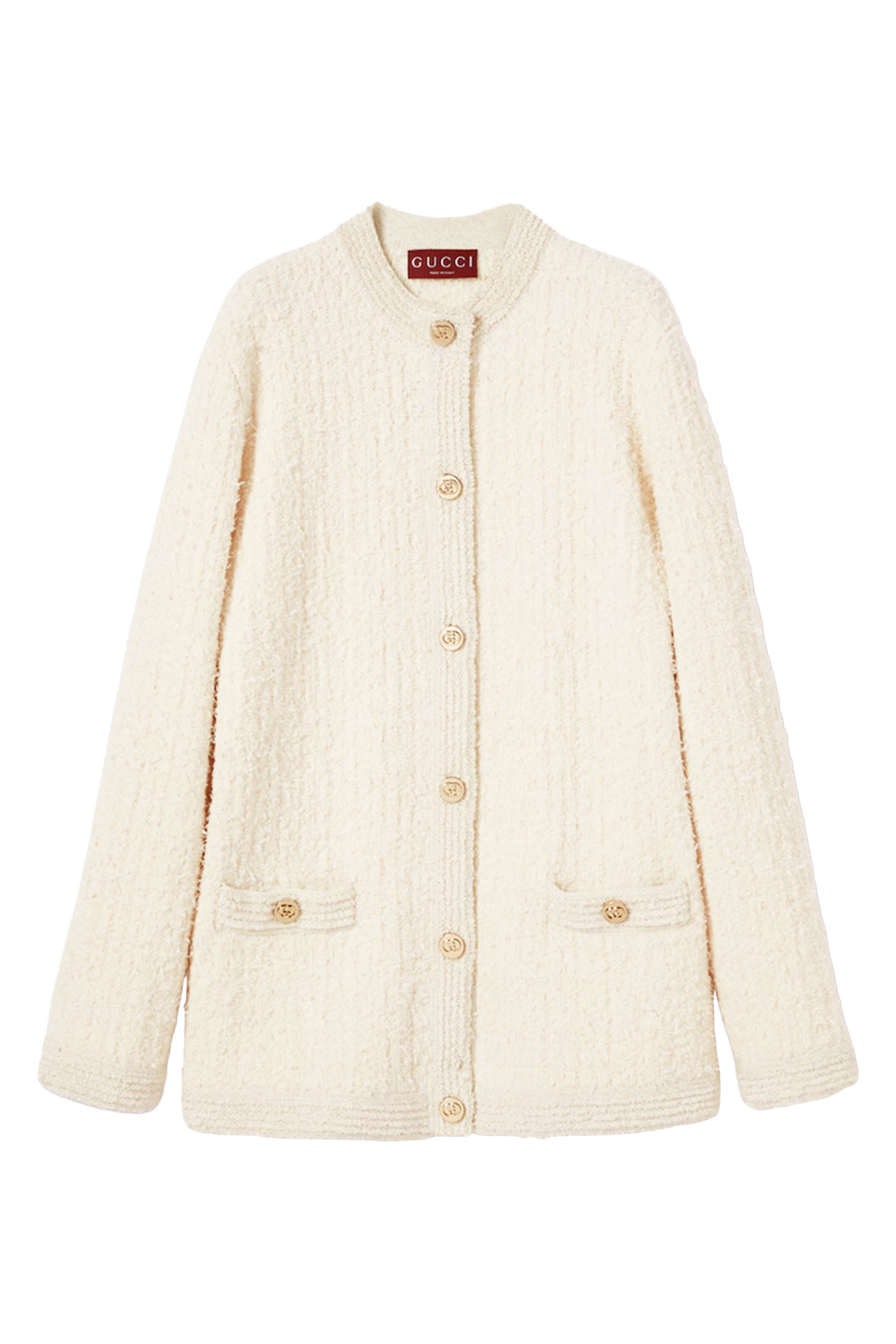  Wool Lam&eacute; Boucl&eacute; Cardigan