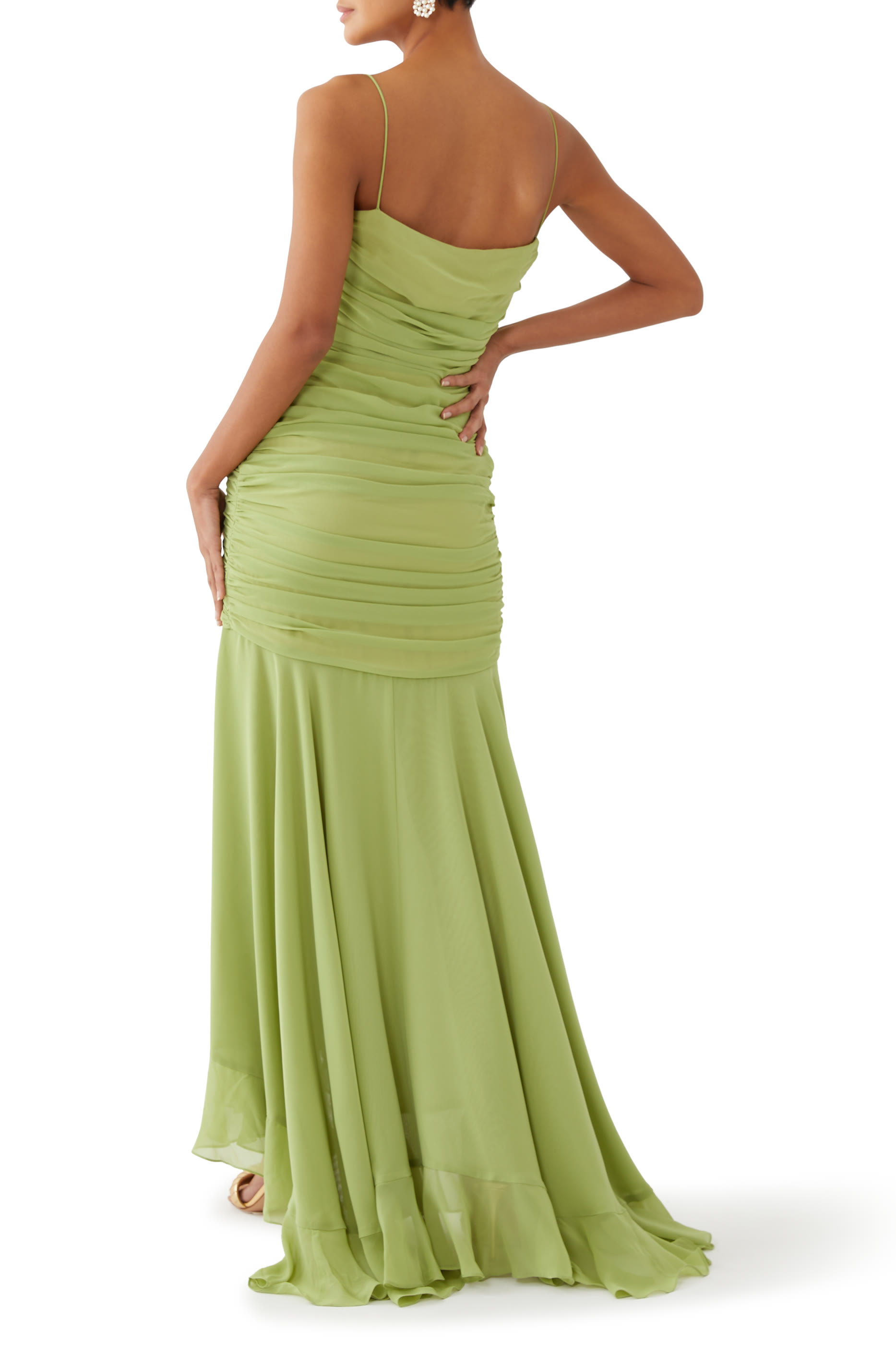 Rosado Pea Shoot Chiffon Maxi Dress