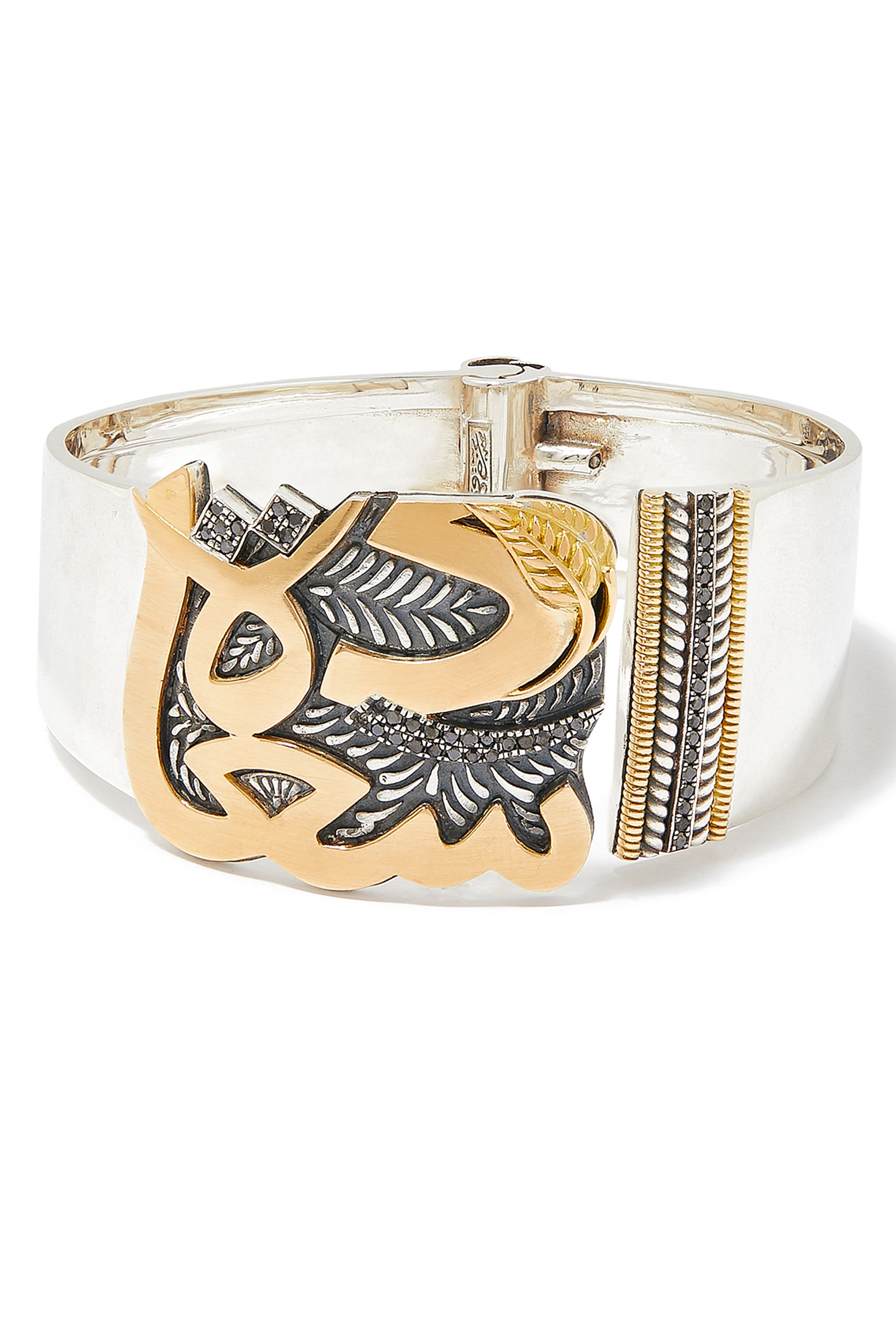 Happiness Cuff Bracelet, 18k Gold with Silver & Diamond